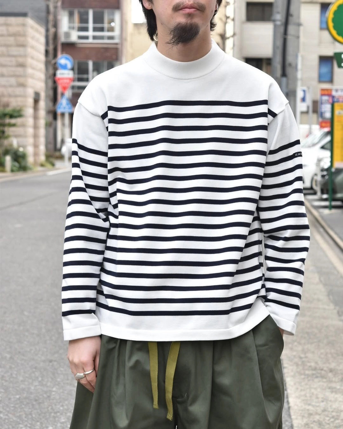 is-ness / KNIT VENTILATION BORDER LONG SLEEVE SHIRT (25SS_34_1007KNITT03)