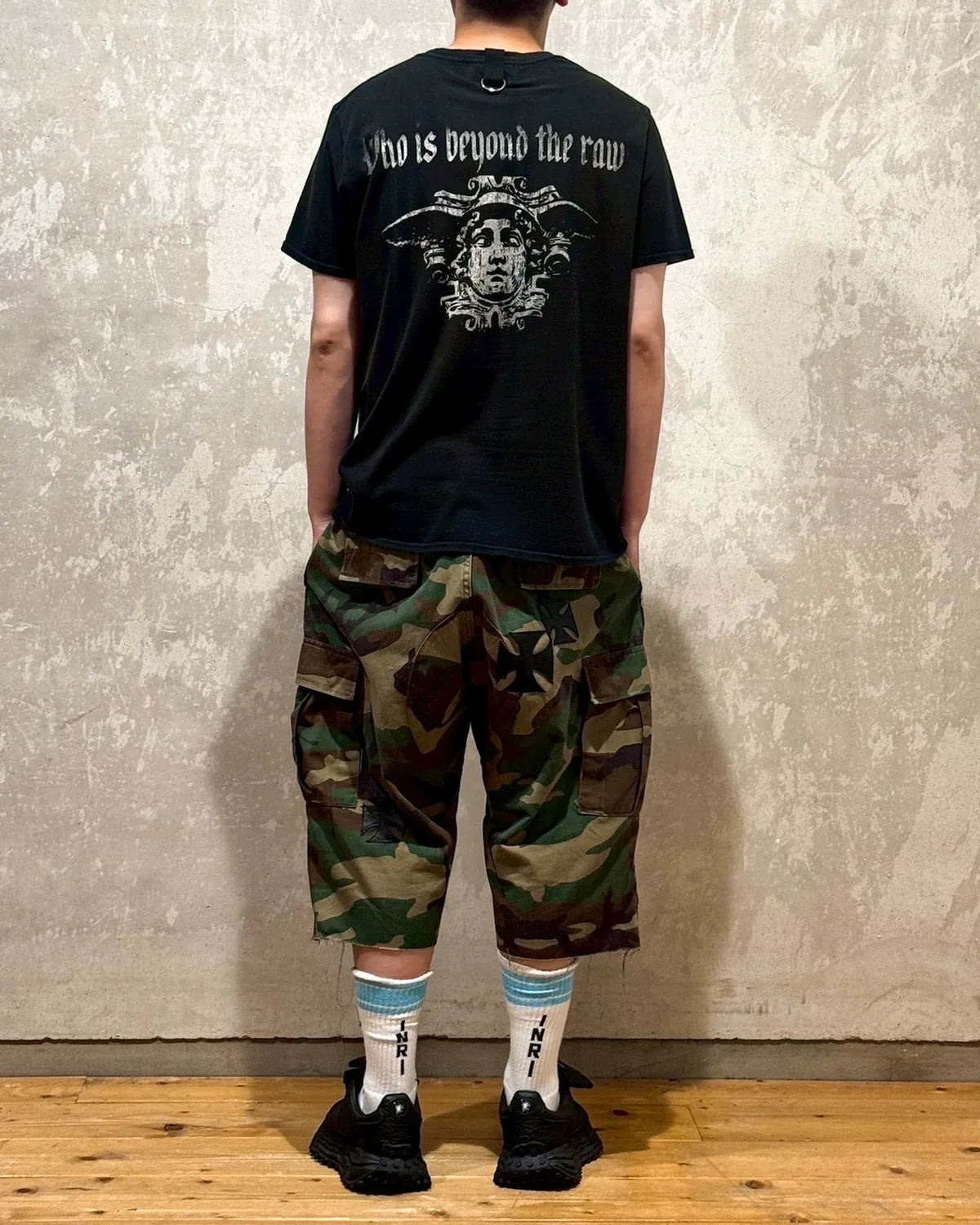 mindseeker / Vintage Remake Iron Cross Patch Camo Cargo Shorts (MSV-25-147)