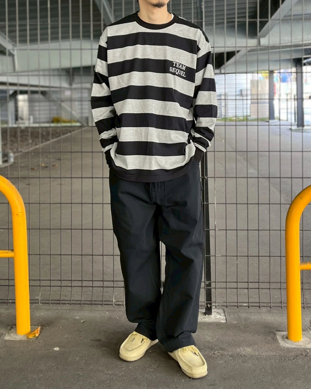 SEQUEL / BORDER LONG SLEEVE T-SHIRT (SQ-25AW-CS-06)