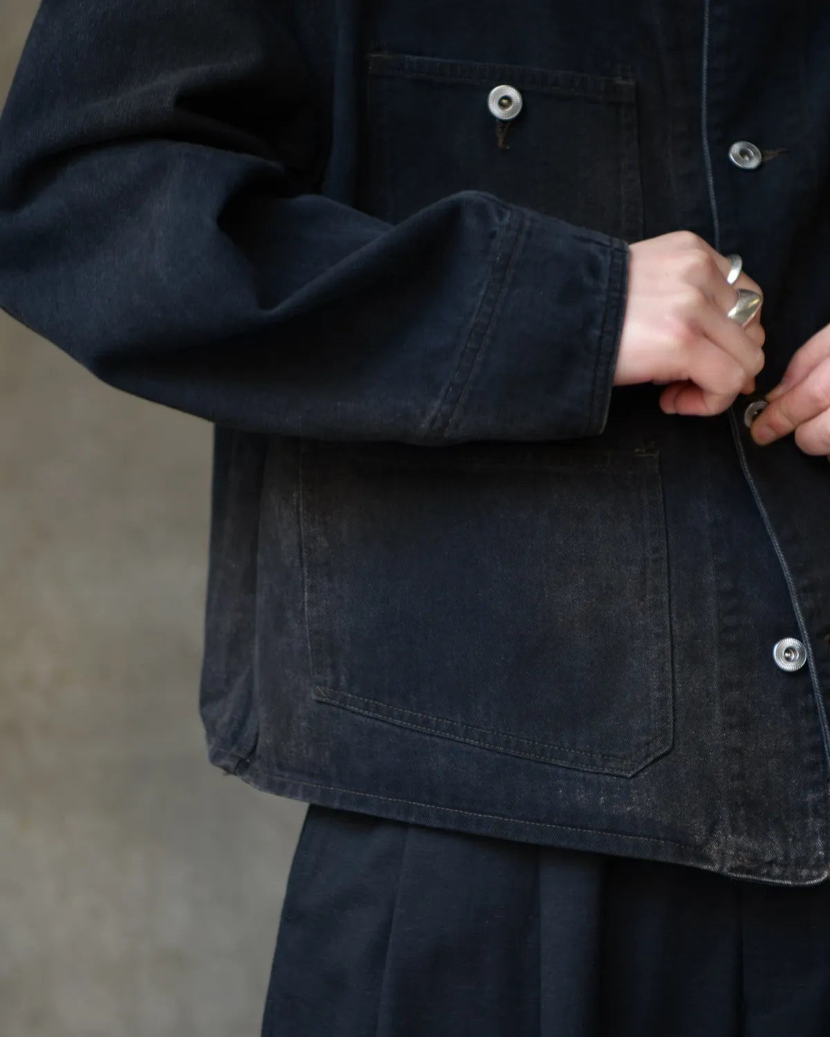 A.PRESSE / Vintage Black Denim Engineer Jacket (26SAP-01-45)