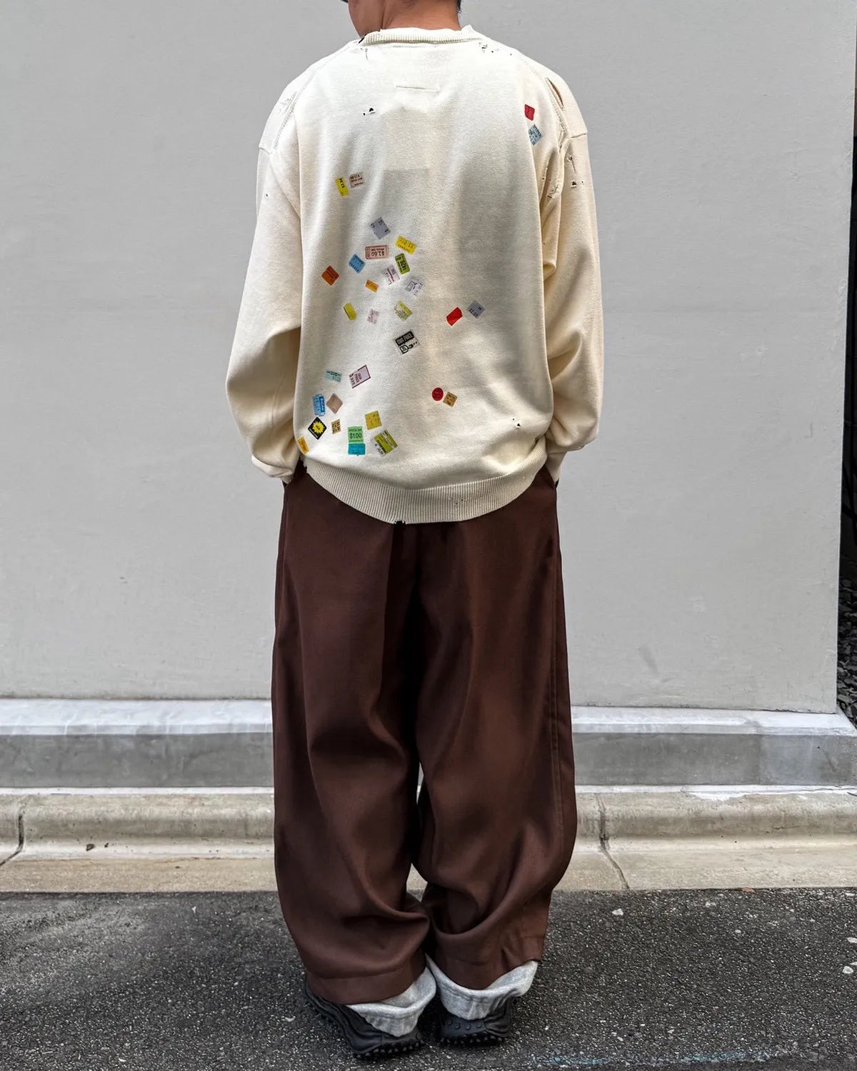 Maison MIHARA YASUHIRO / Price Tag Sticker Printed Knit Sweater (A17SW500)
