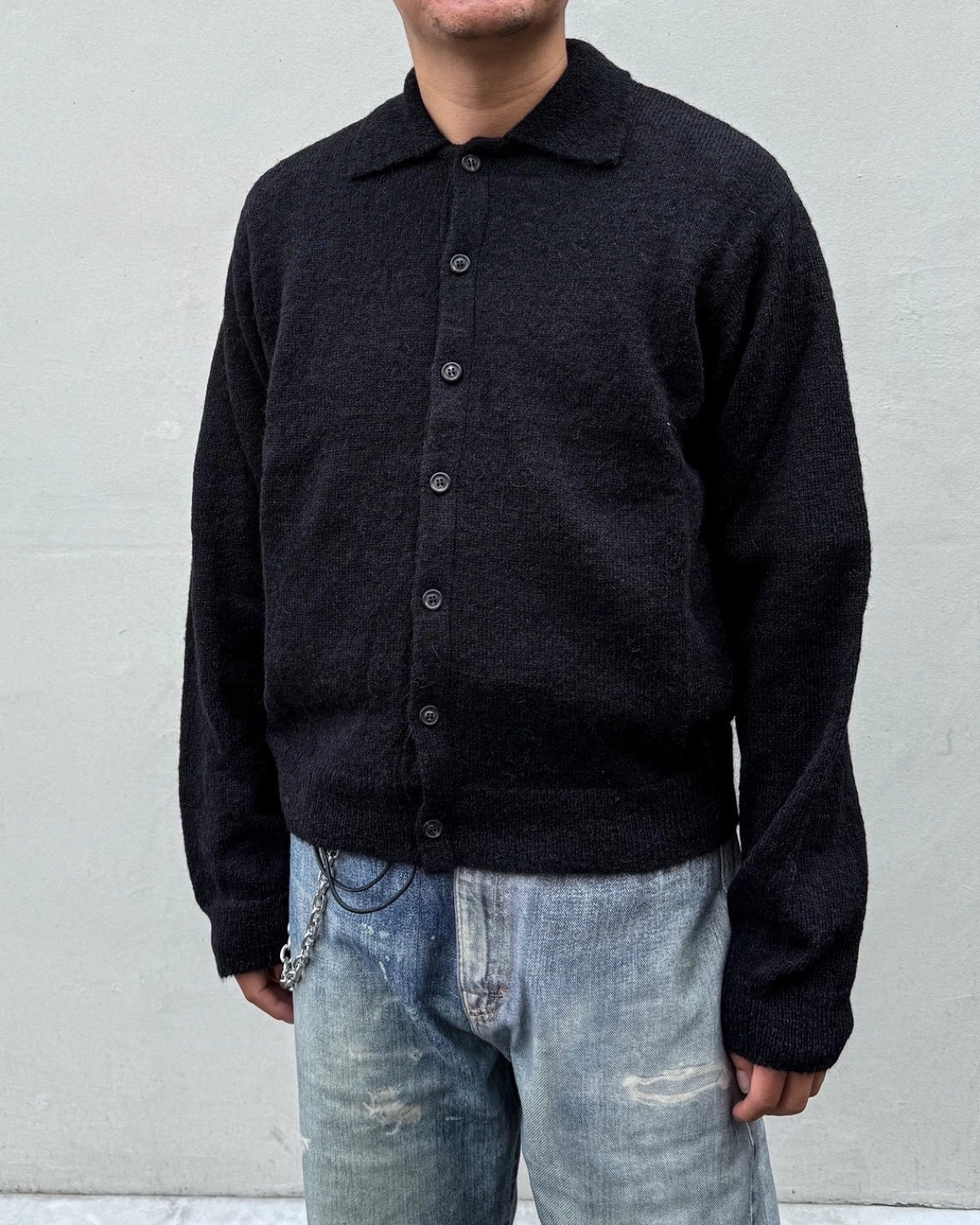 OUR LEGACY / EVENING POLO Black Fuzzy Alpaca (M4213ECFSE)