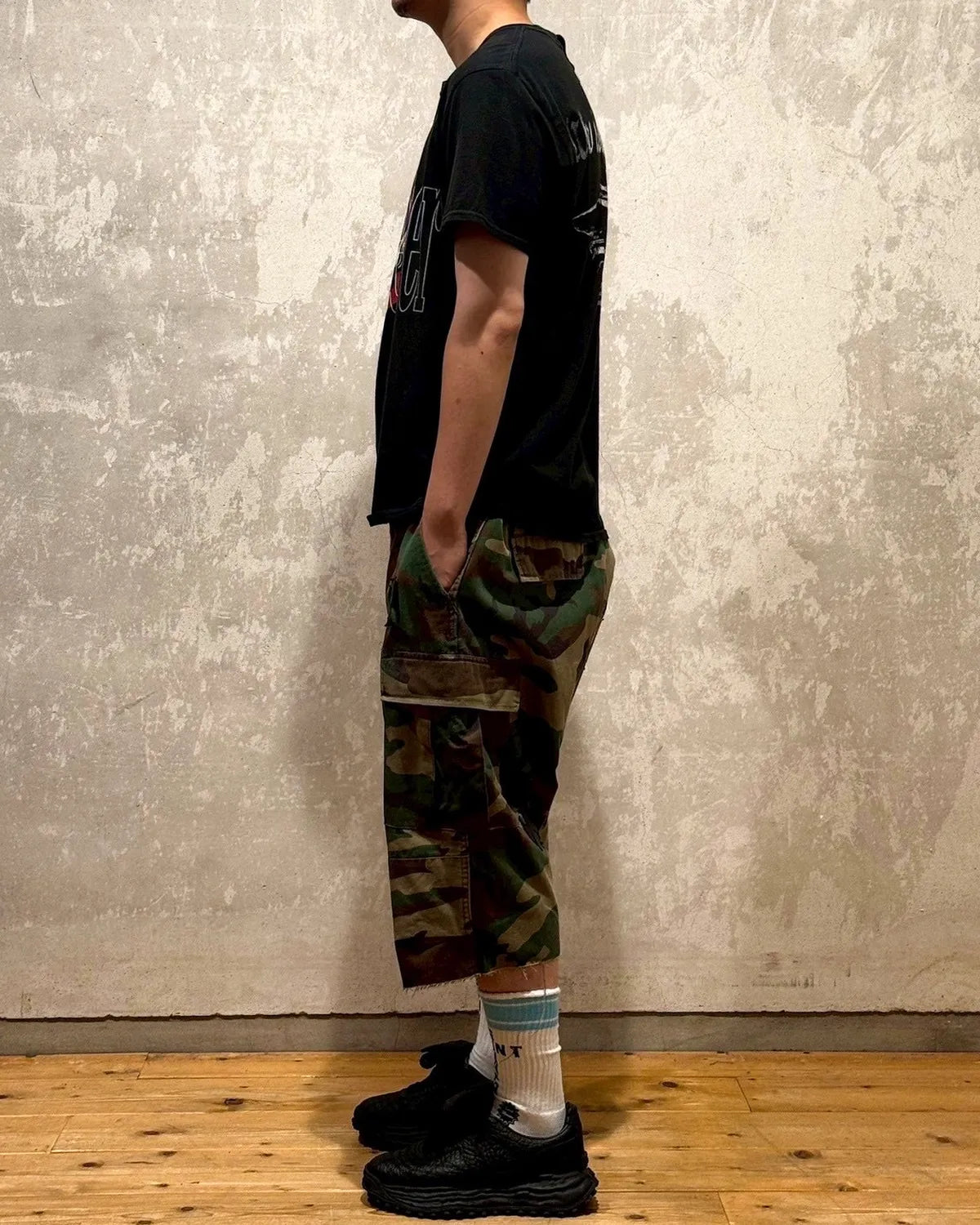 mindseeker / Vintage Remake Iron Cross Patch Camo Cargo Shorts (MSV-25-147)