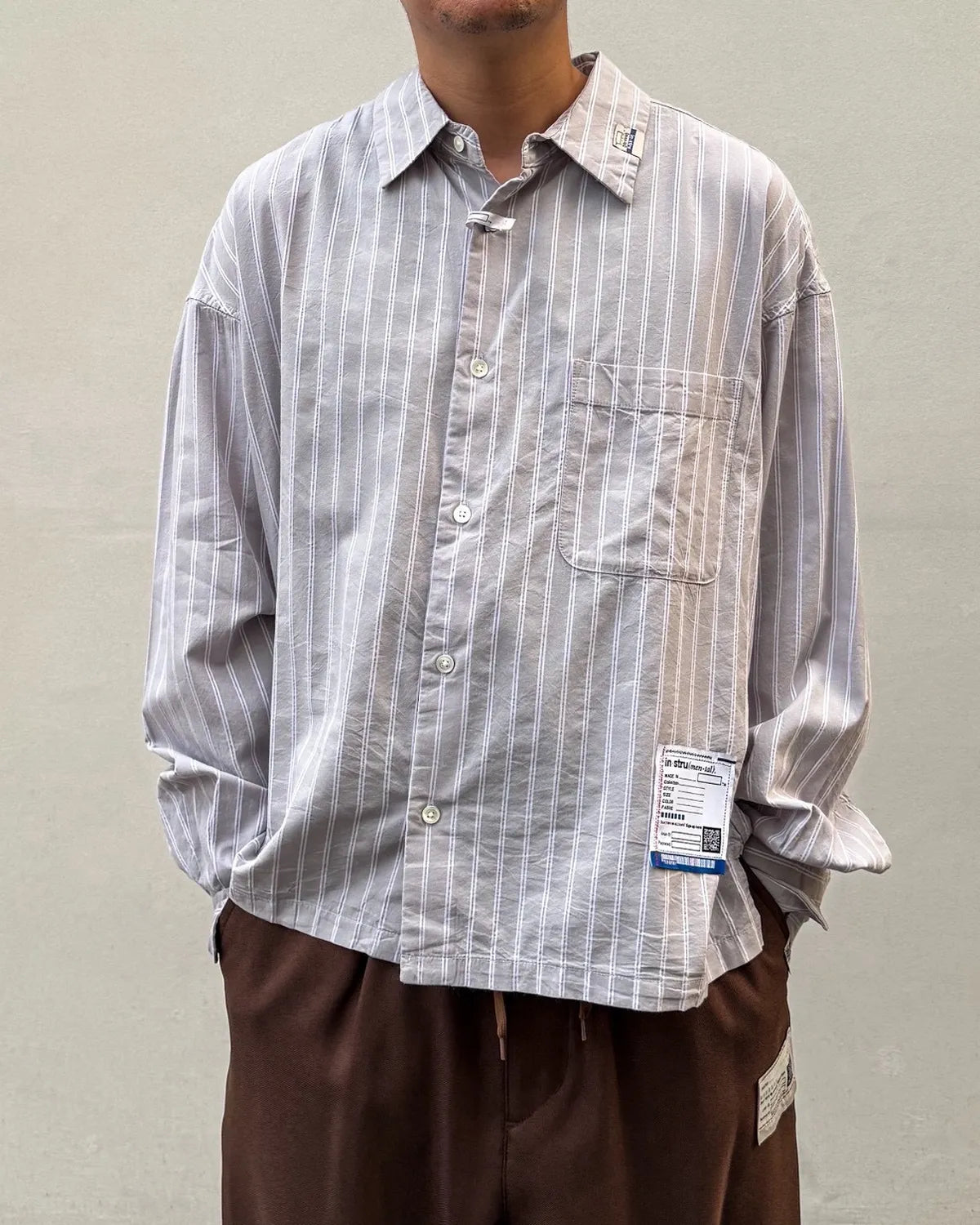 Maison MIHARA YASUHIRO in・stru(men-tal). / C/R STRIPE DRESS SHIRT (I17SH132)
