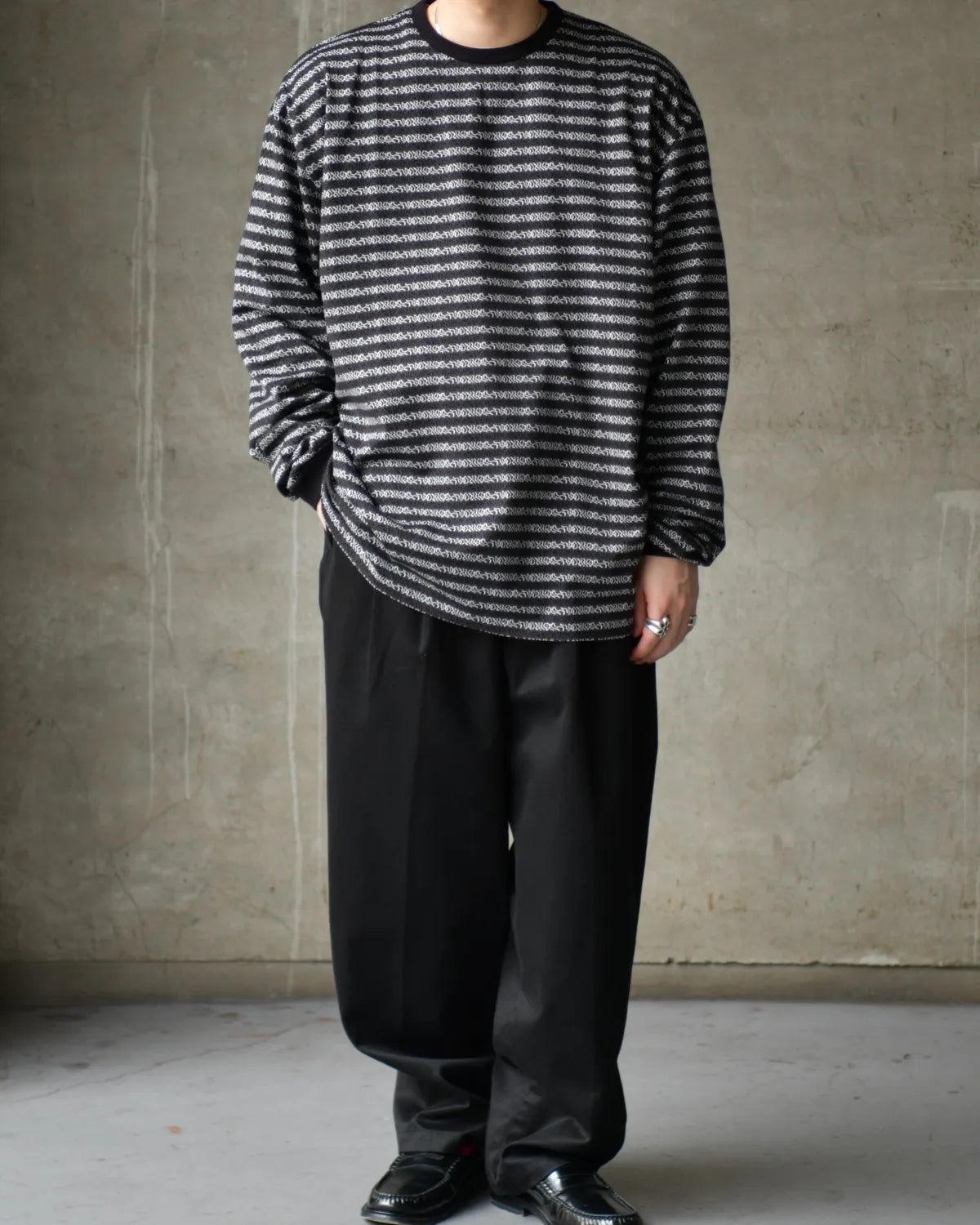 COOTIE PRODUCTIONS® / Supima Jacquard Border L/S Tee (CTE-26S329)