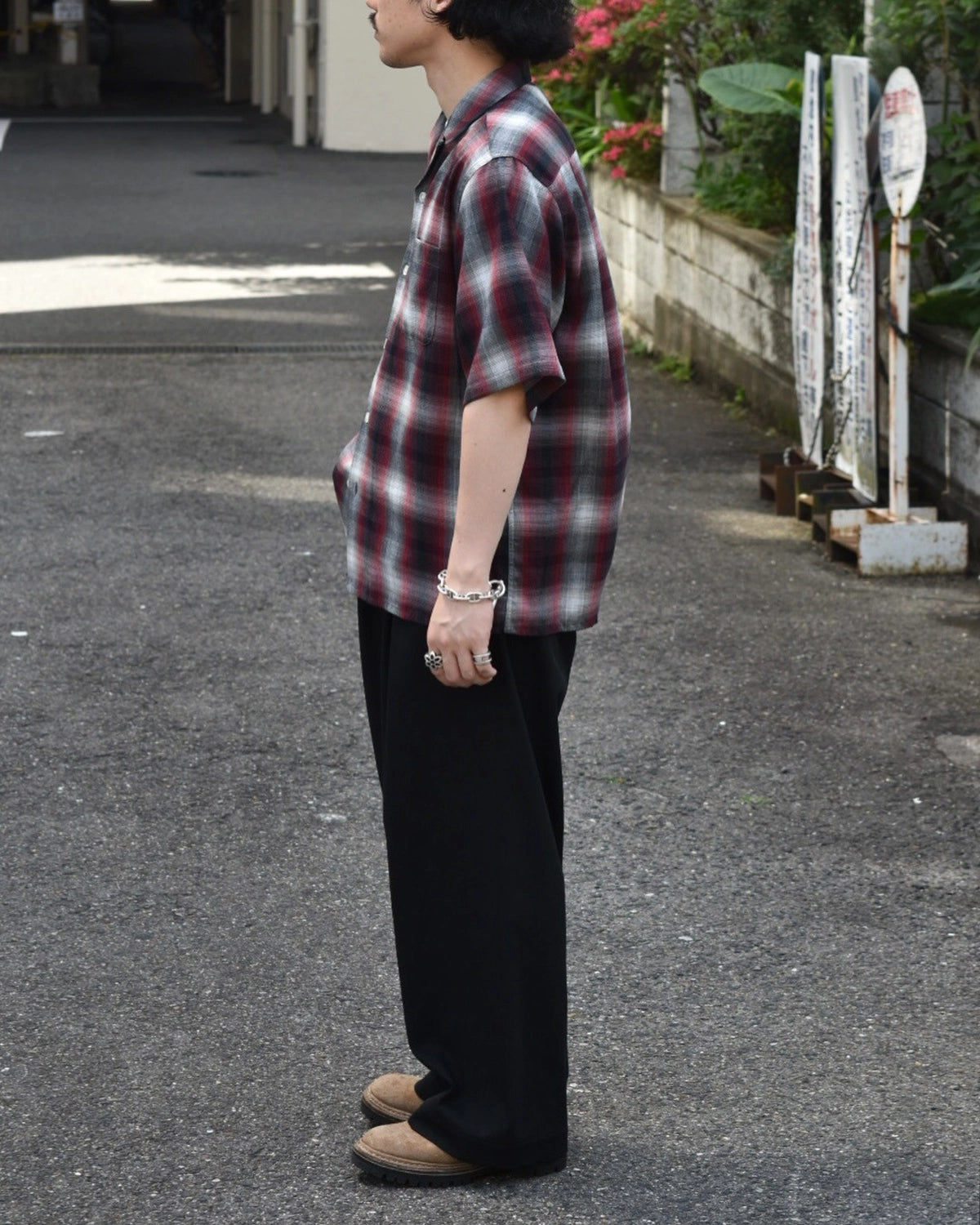 WACKO MARIA  / OMBRE CHECK OPEN COLLAR SHIRT -TYPE2-  (25SS-WMS-OC03)