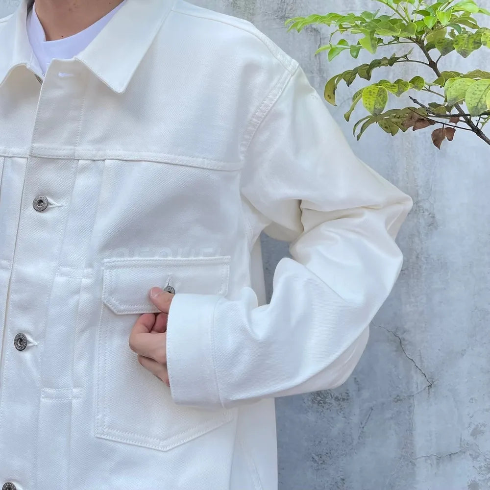 SEQUEL / × FRAGMENT RIGID WHITE DENIM JACKET 14oz (SQ-24SS-JK-03)