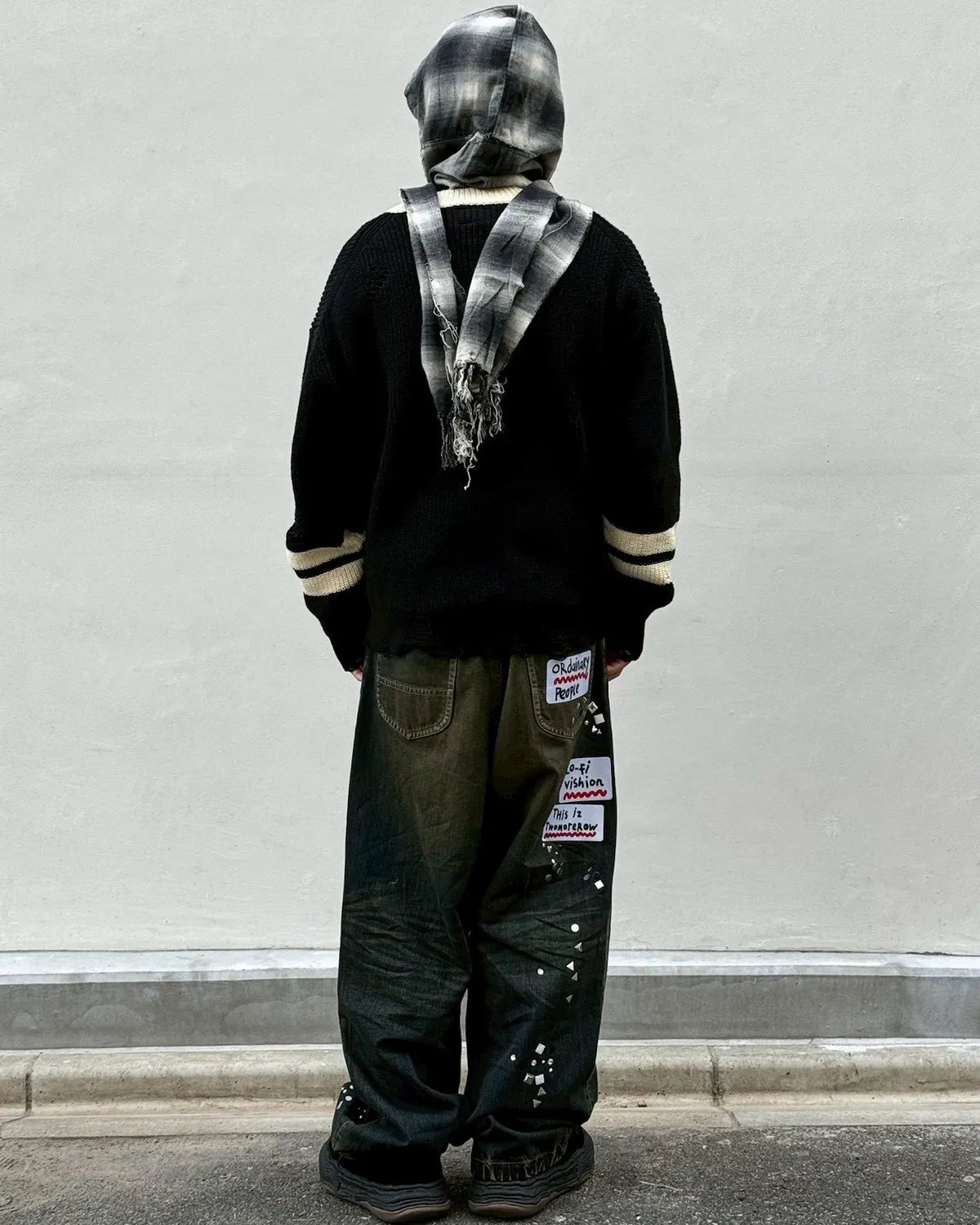 KAMIYA × CA4LA / Hooded Checked Stole (G16CA110)