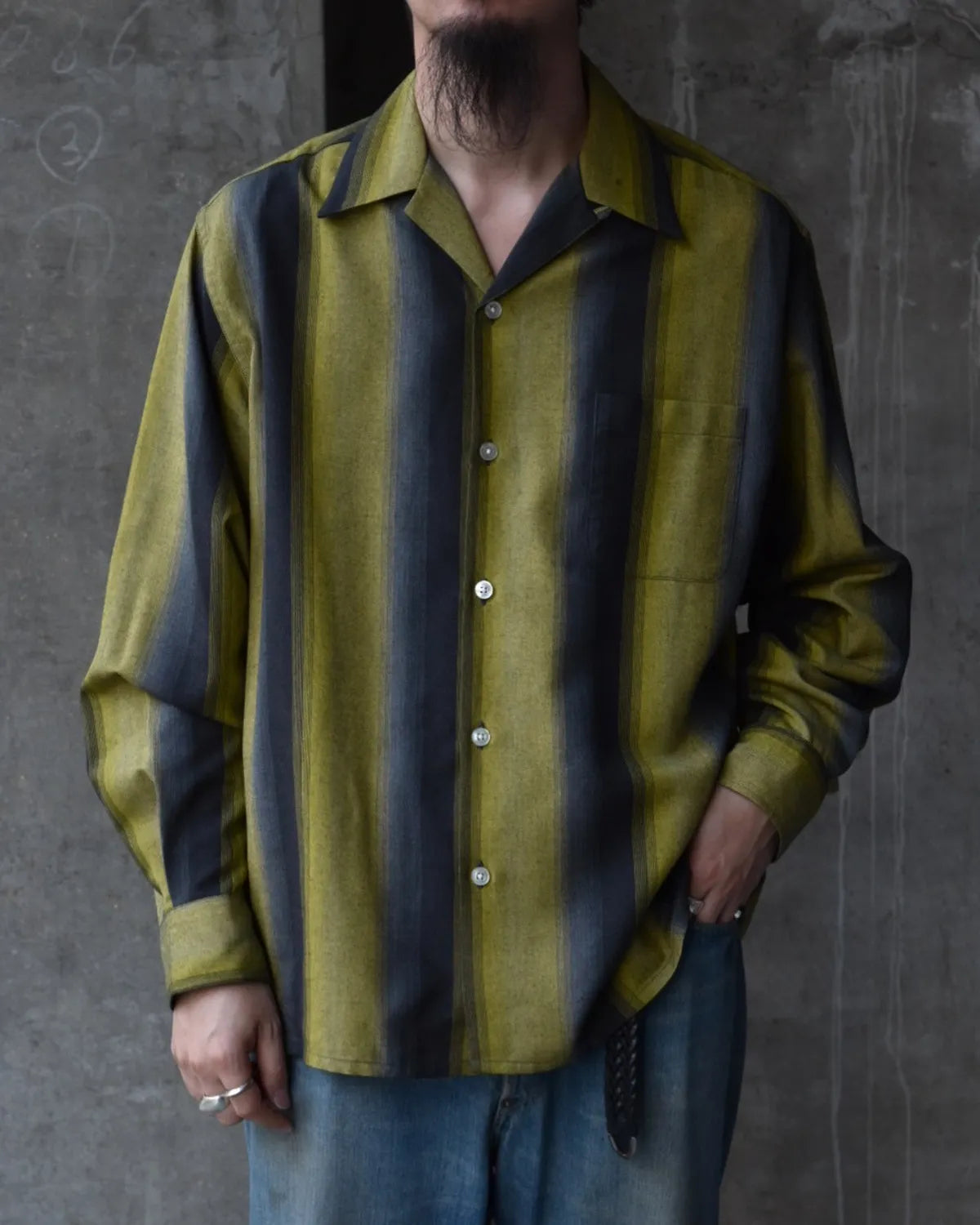 WACKO MARIA  / OMBRE STRIPE OPEN COLLAR SHIRT L/S (25FW-WMS-OC07)