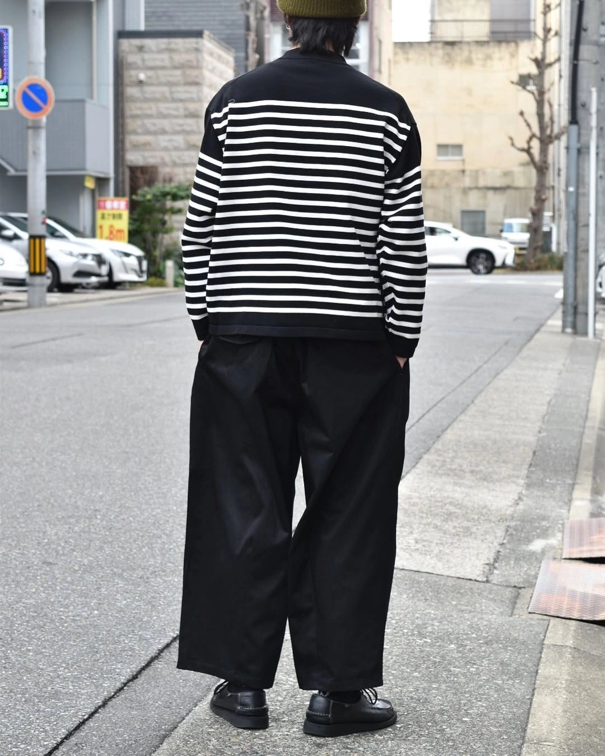 is-ness / KNIT VENTILATION BORDER LONG SLEEVE SHIRT (25SS_34_1007KNITT03)