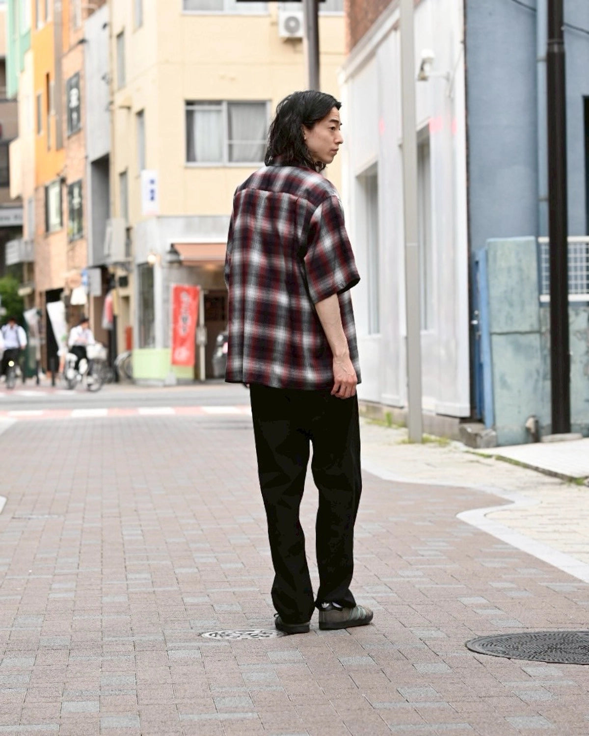 WACKO MARIA  / OMBRE CHECK OPEN COLLAR SHIRT -TYPE2-  (25SS-WMS-OC03)