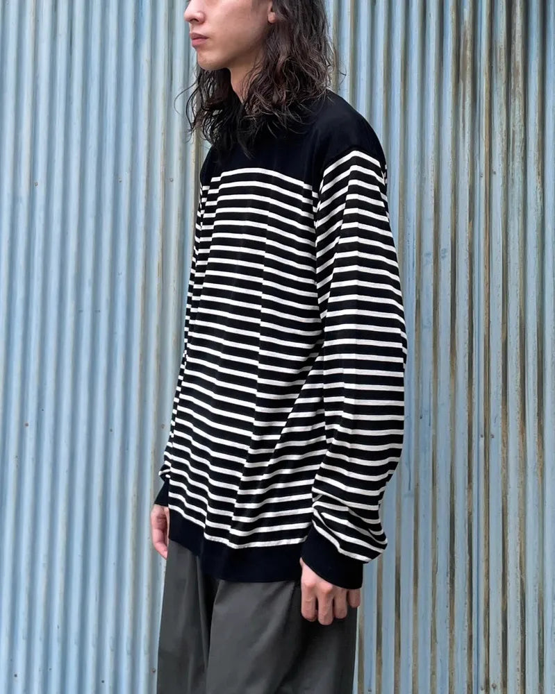 BATONER / TENCEL CASHMERE BORDER LONG SLEEVE (BN-24FM-003)