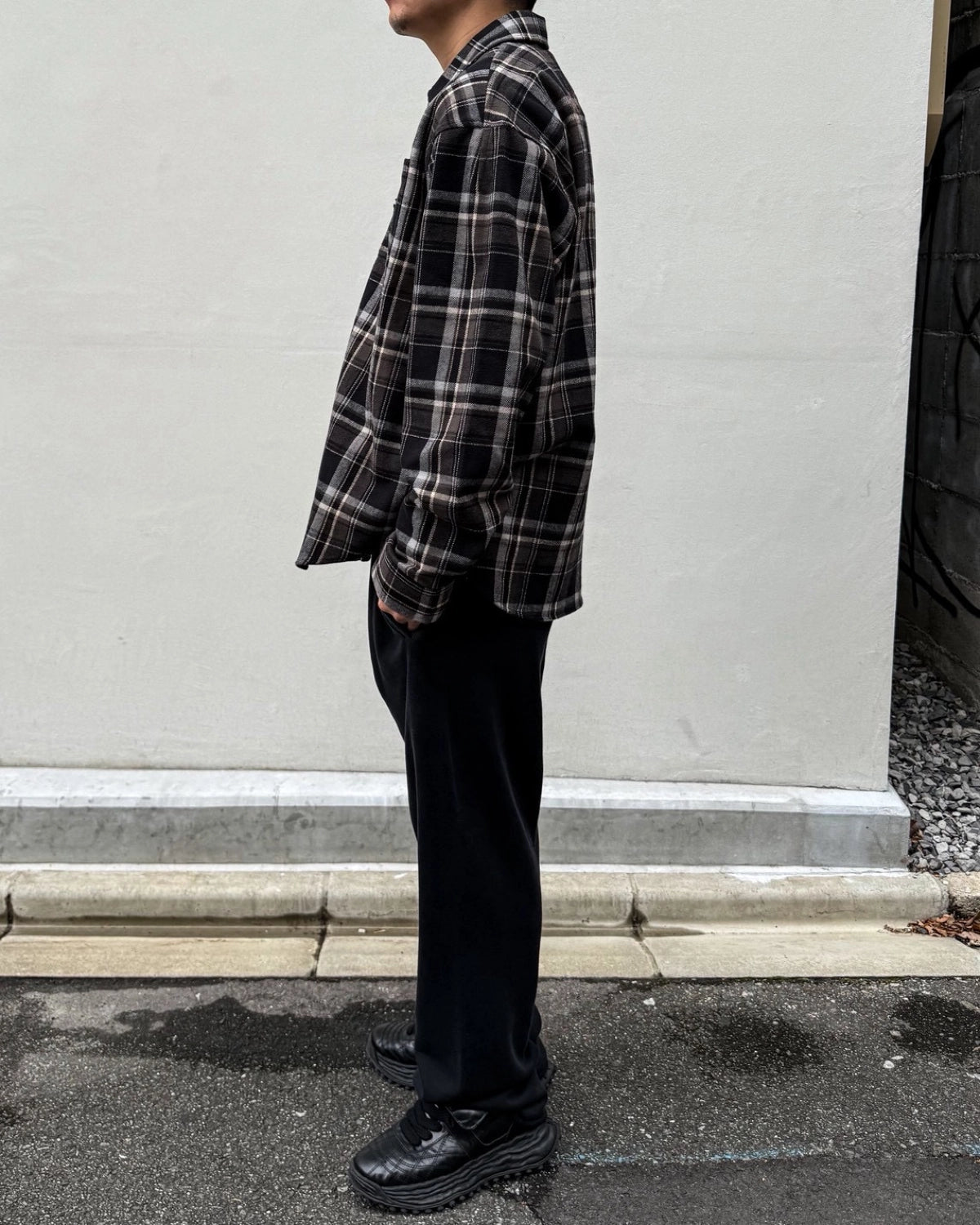 VETEMENTS / ZIP-UP BIKER CROSS LOGO FLANNEL SHIRT (MH27SH062BC)