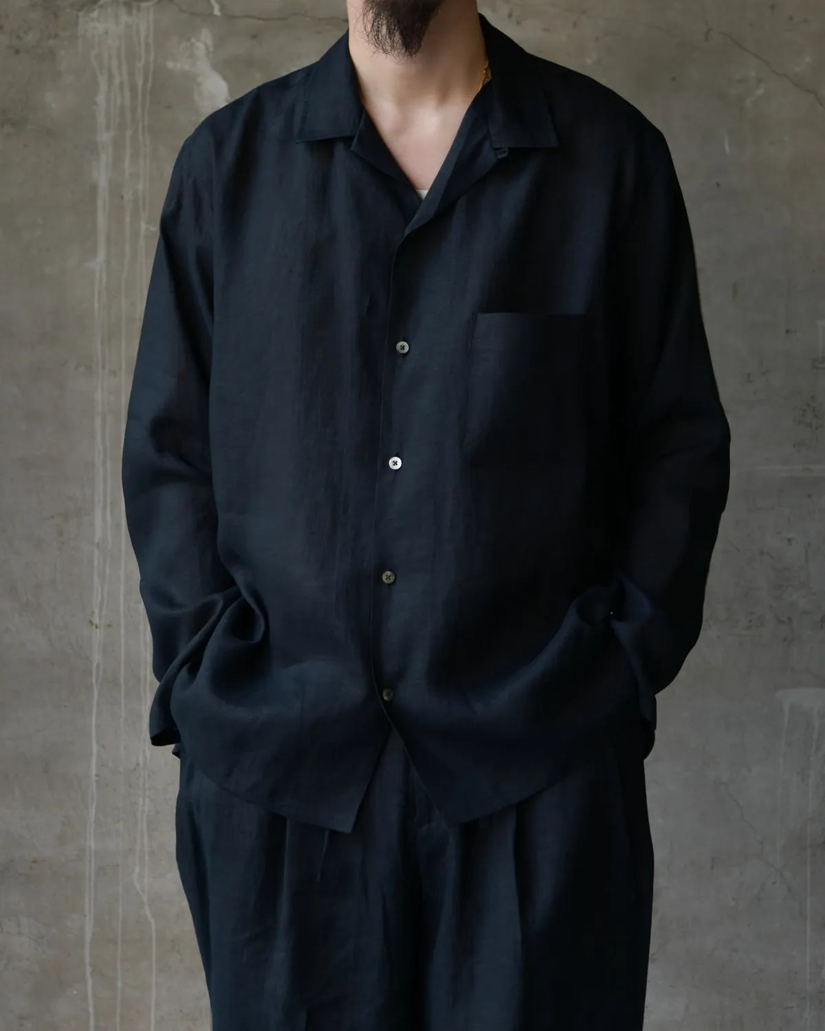 MARKAWARE / Hemp Shirting Comfort Fit Open Collar Shirt (A26A22SH02C)