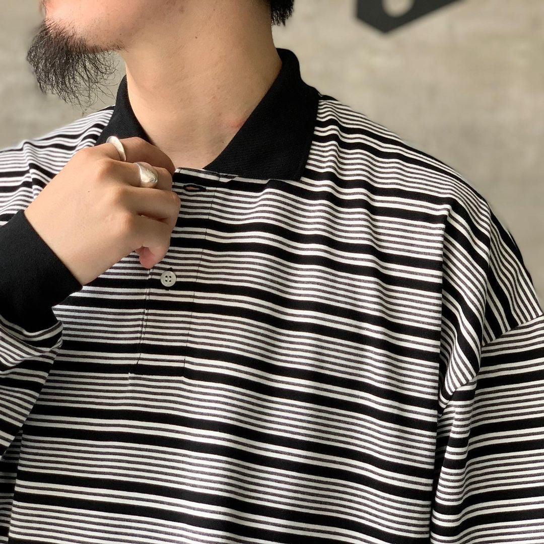 COOTIE PRODUCTIONS® / Supima Border Oversized L/S Polo