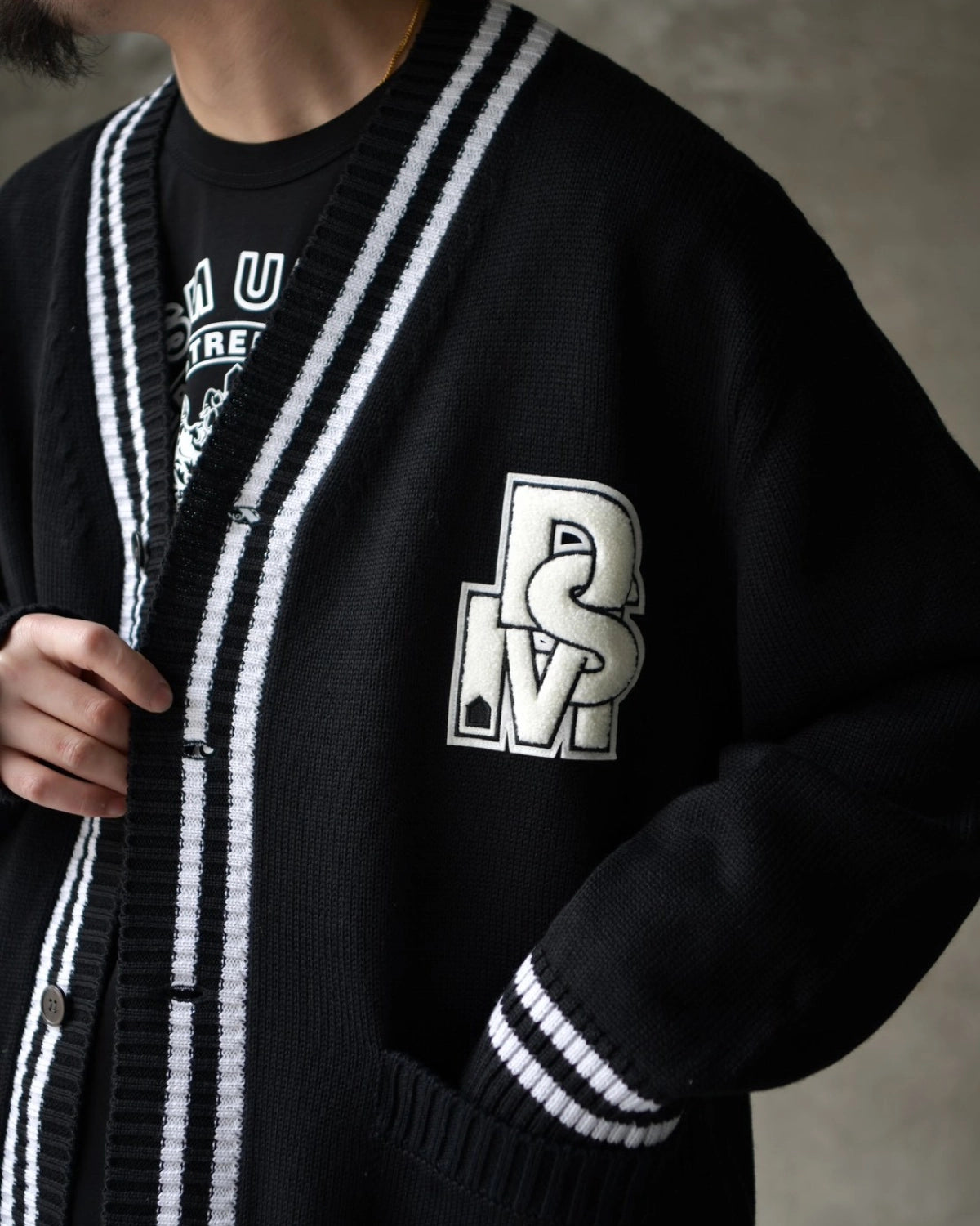 DOVER STREET MARKET kei ninomiya / OVERSIZED CARDIGAN WITH PATCH KNIT (DSM01N001)