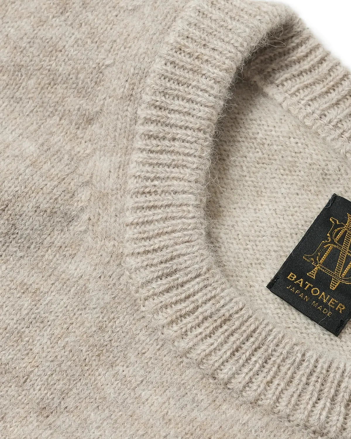BATONER / Men BABY ALPACA KURUMI TENJIKU CREW NECK (BN-25FM-057)