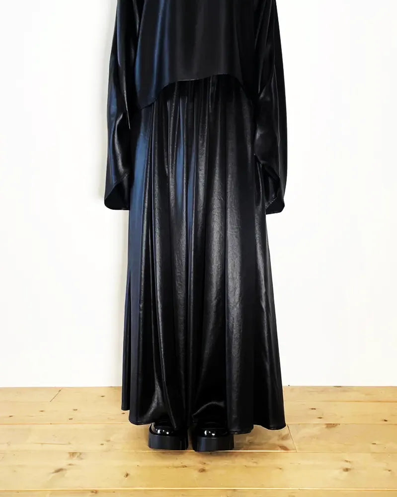 08sircus / Glossy satin wide gather skirt (S24AW-SK07)