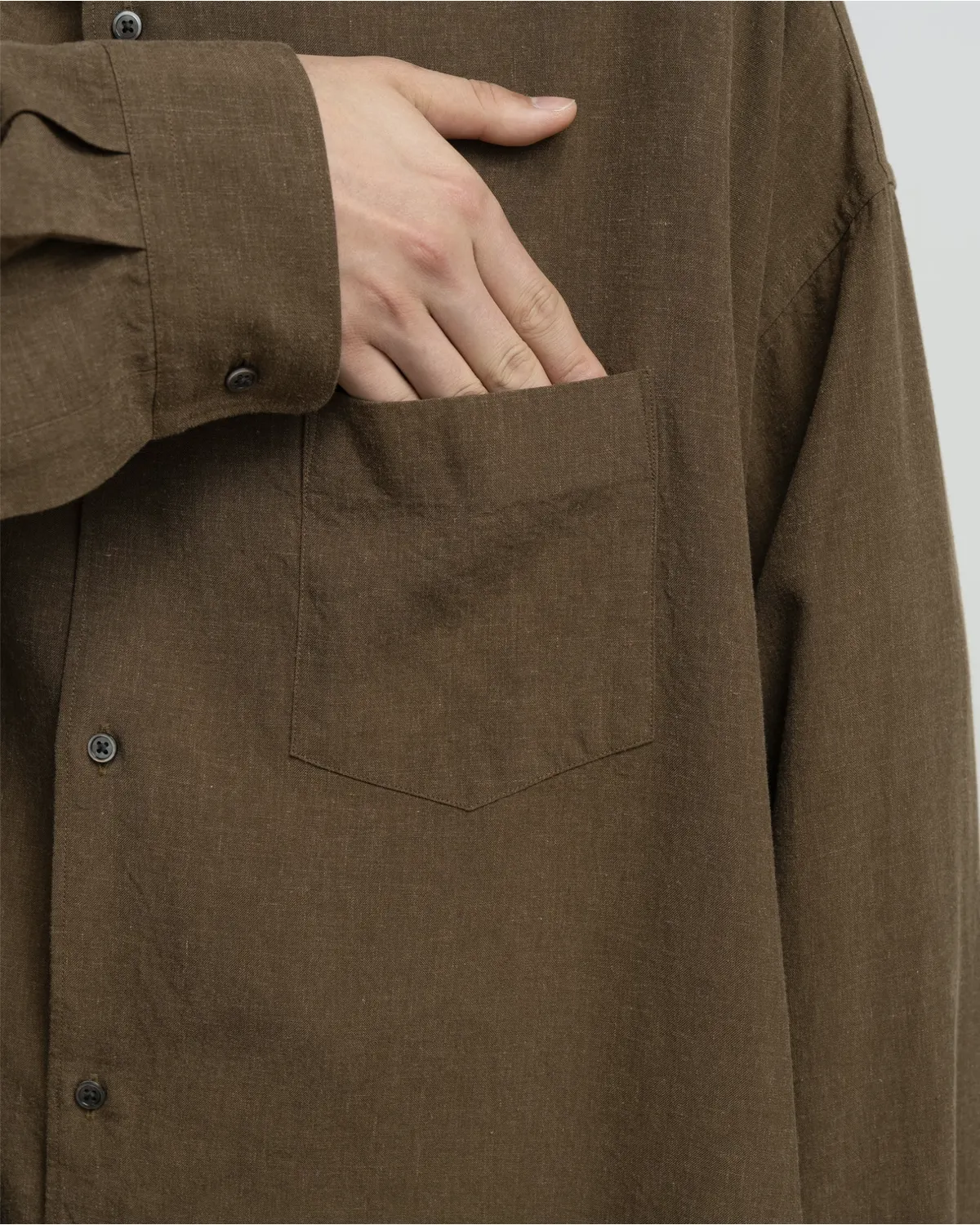 Graphpaper / Linen Cupro L/S Oversized Regular Collar Shirt (GM263-50310)