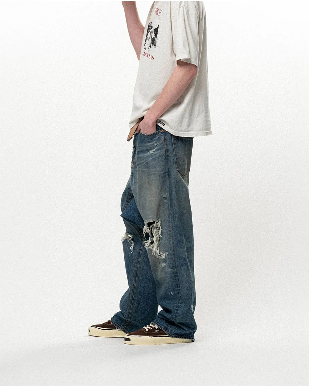 KAMIYA / Distressed Sarouel Denim Pants (G17PT064)