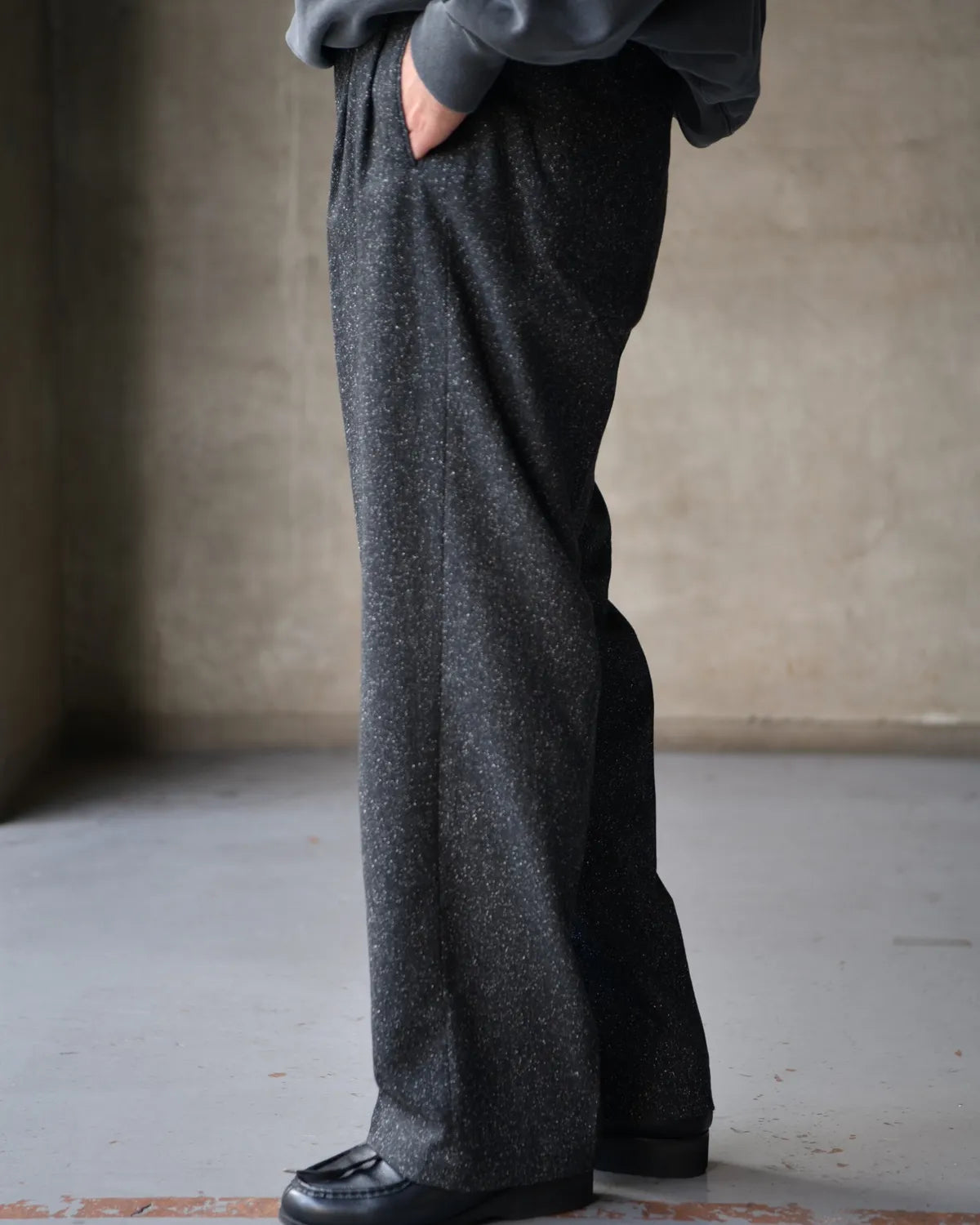 COOTIE PRODUCTIONS® / Silk Nep Herringbone 2 Tuck Wide Trousers (CTE-25A120)