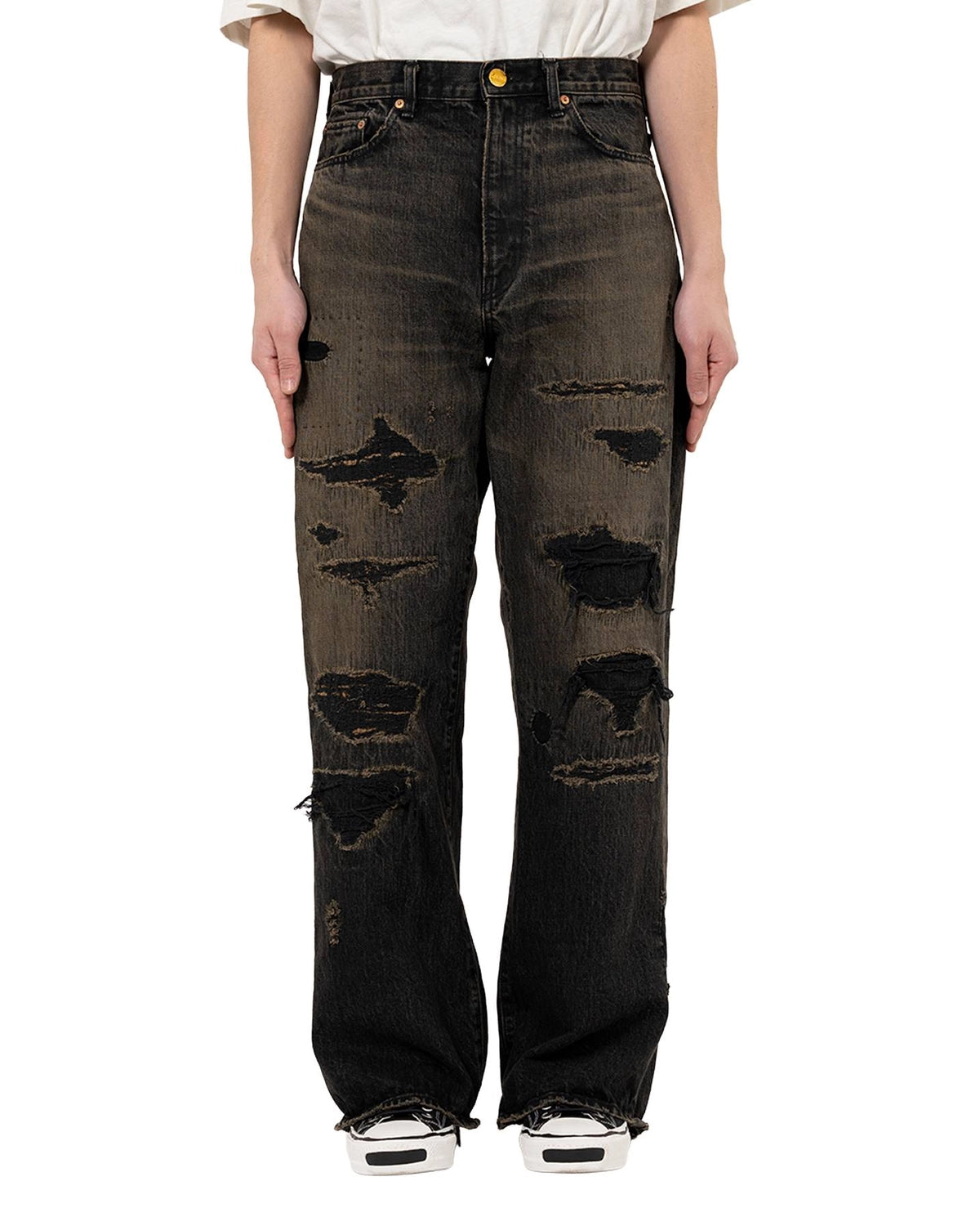 KAMIYA / BORO Bootcut Wide Denim Pants (G15PT053)