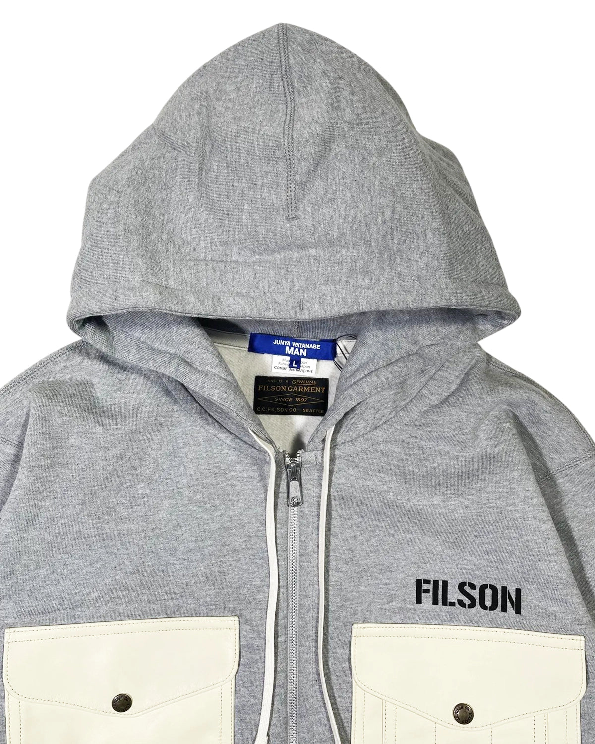 JUNYA WATANABE MAN x FILSON / フーディ 綿起毛裏毛×レザー FILSON Wネーム (WP-T007-051)