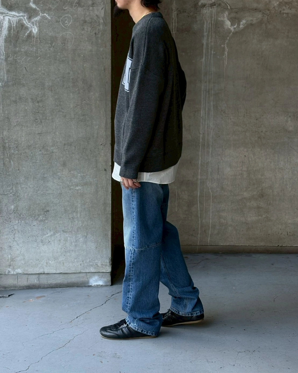 MM6 / ツーインワン バーシティ ニットセーター (SH0HL0039M13206)