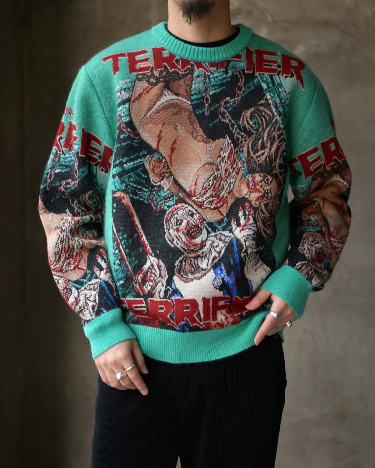 WACKO MARIA × TERRIFIER / MOHAIR CREW NECK SWEATER (TERRIFIER-WM-KN01)