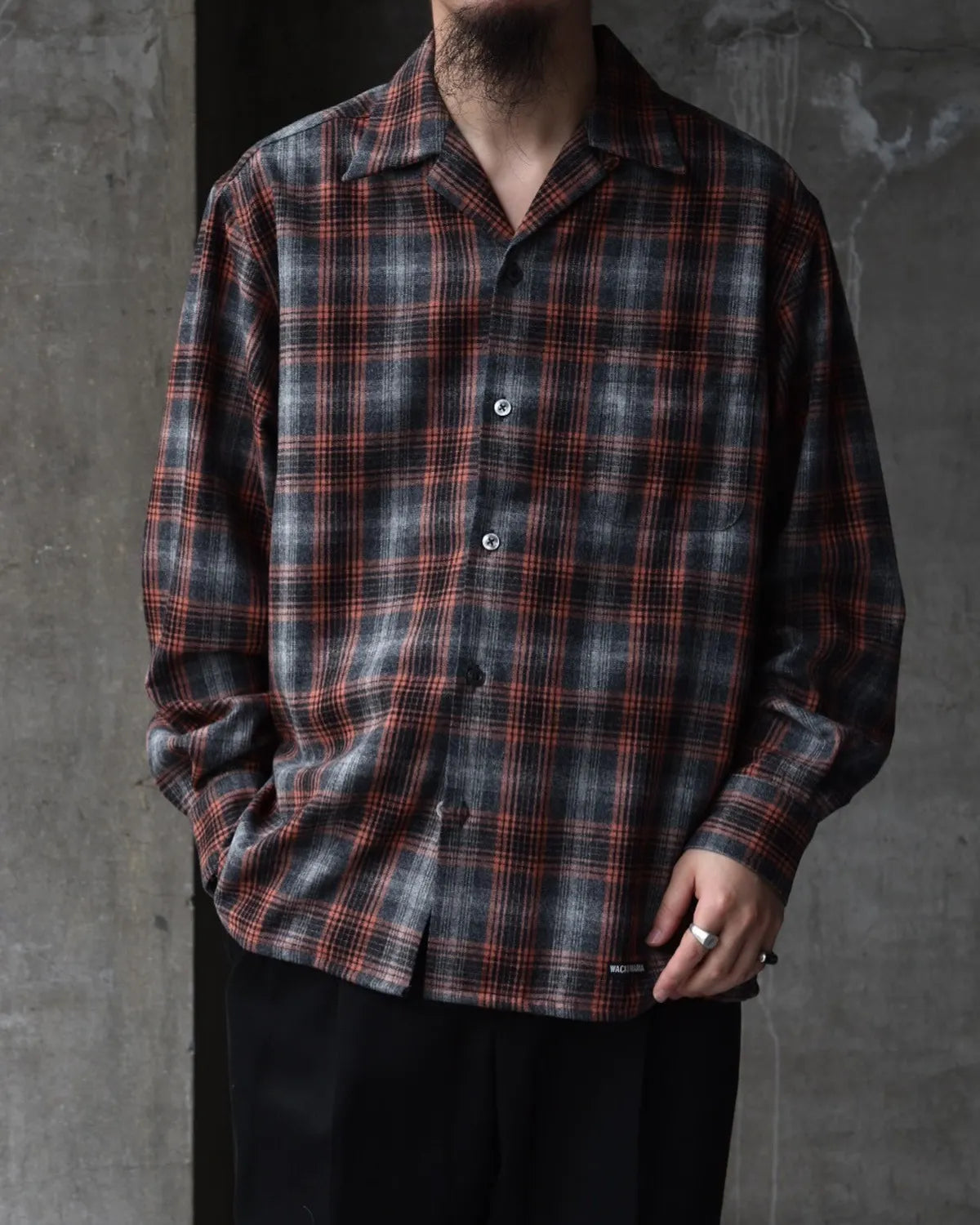 WACKO MARIA × PENDLETON / WOOL OMBRE CHECK OPEN COLLAR SHIRT -TYPE-2- (25FW-WMS-PE02)