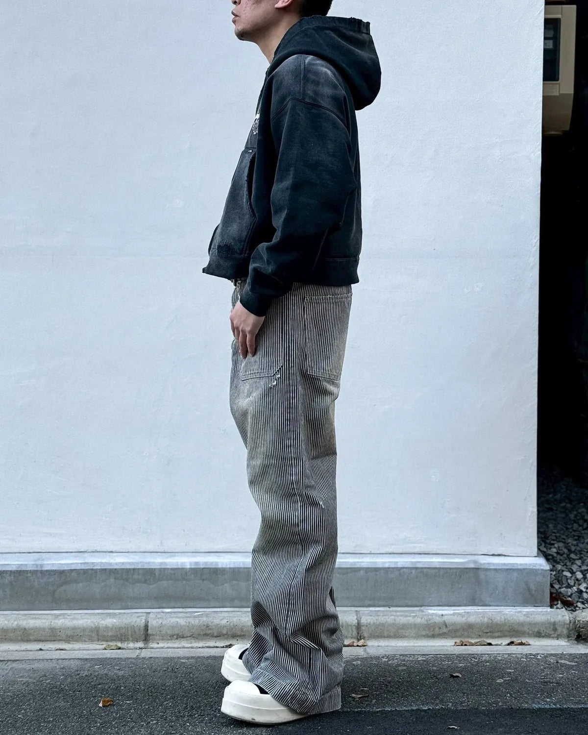 KAMIYA / Repaired Name Patch Zip Short Hoodie (G16HD070)