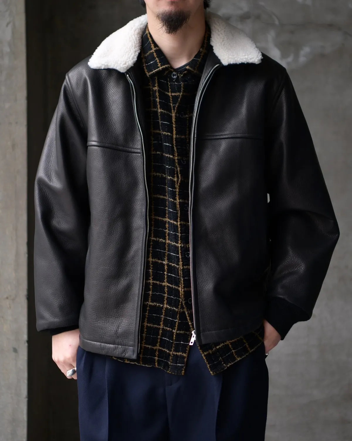 WACKO MARIA / LEATHER BOA JACKET (25FW-WMO-BL01)