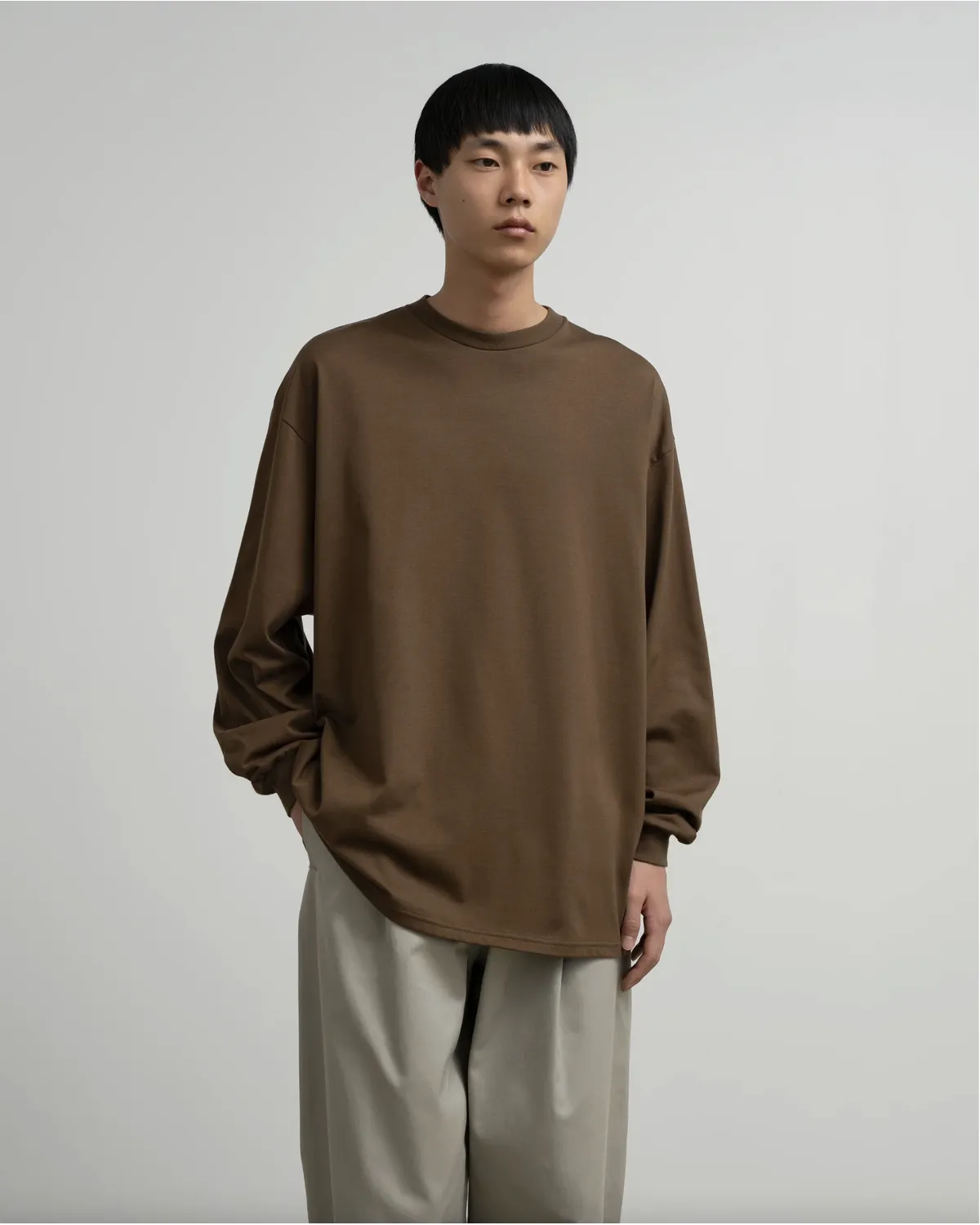 Graphpaper / Tri Spun Cotton L/S Oversized Tee (GM263-70358)