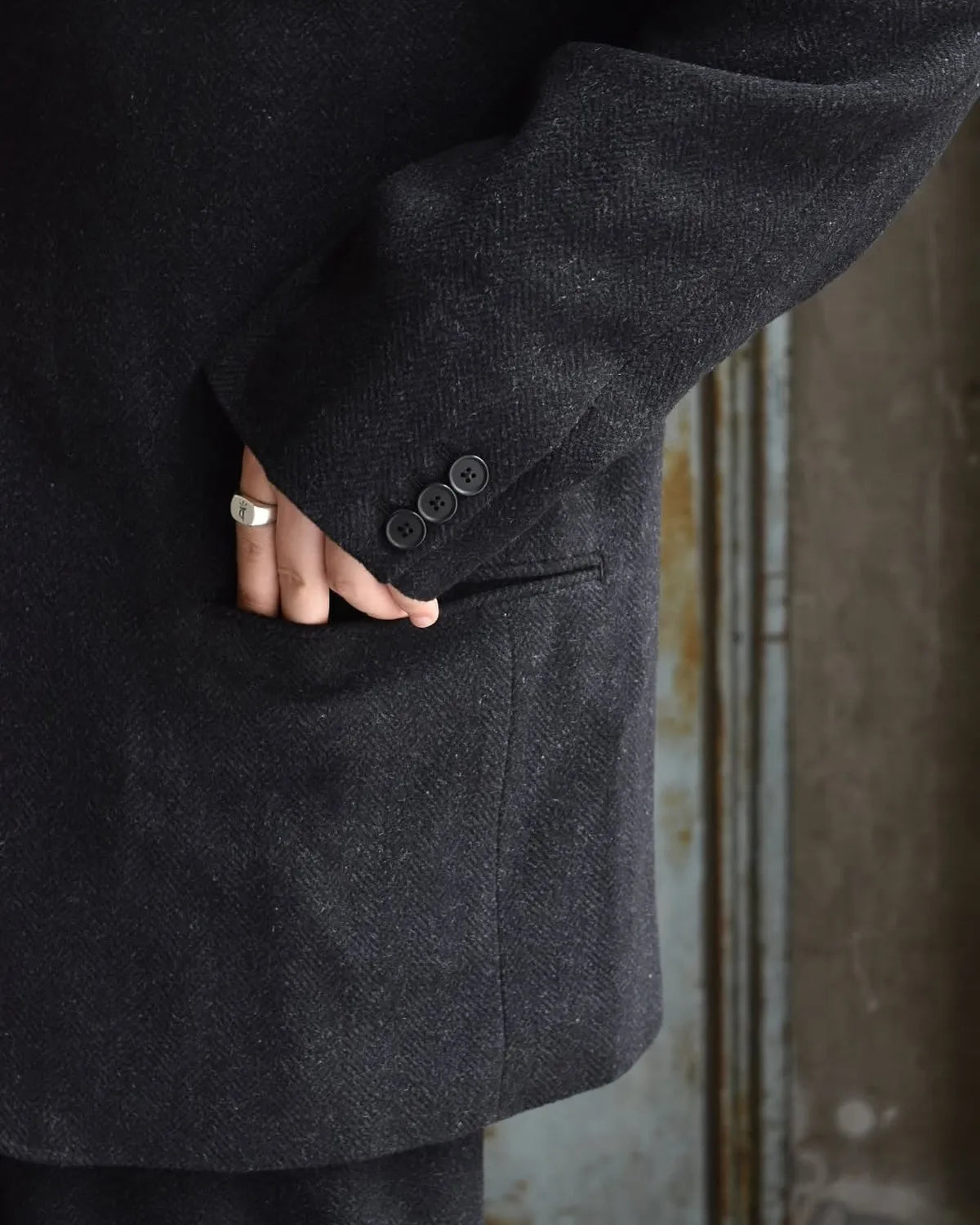A.PRESSE / Silk Cashmere Tweed Collarless Jacket (25AAP-01-20)