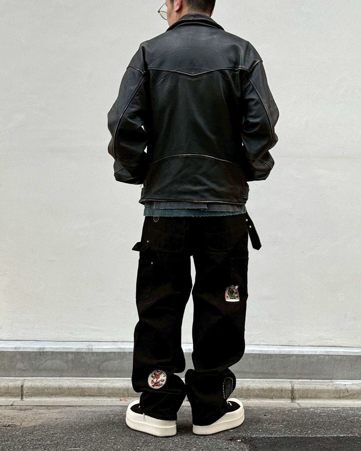 KAMIYA / Distressed Leather Biker Jacket (G16BL011)