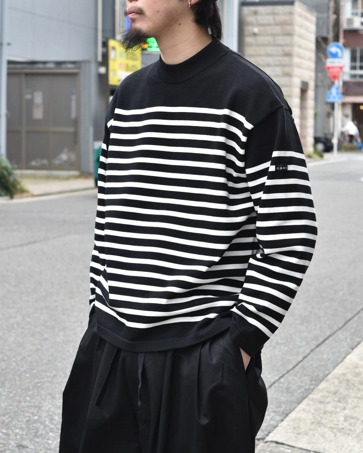 is-ness / KNIT VENTILATION BORDER LONG SLEEVE SHIRT (25SS_34_1007KNITT03)