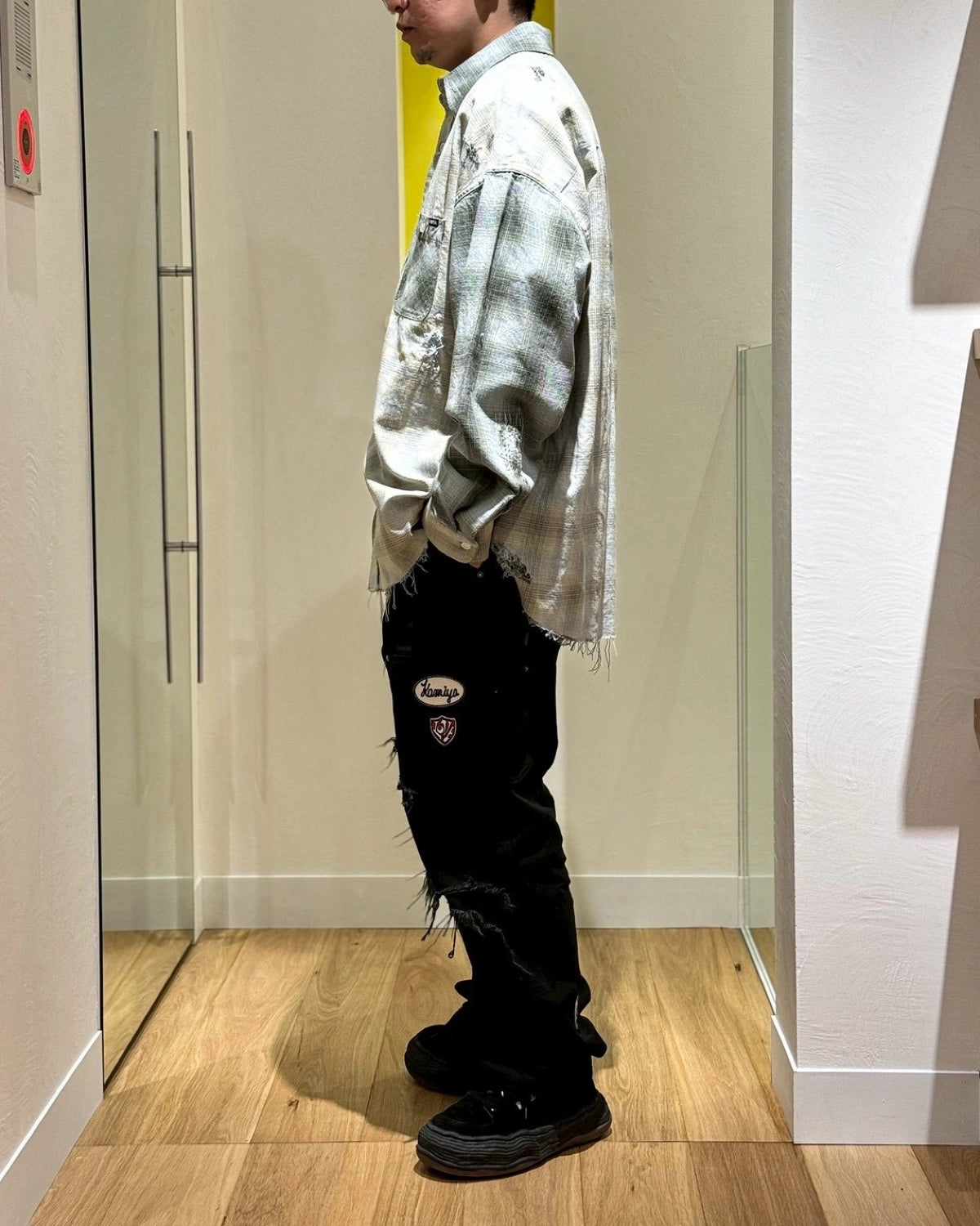 KAMIYA / Repaired Crazy Check Shirt (G16SH052)