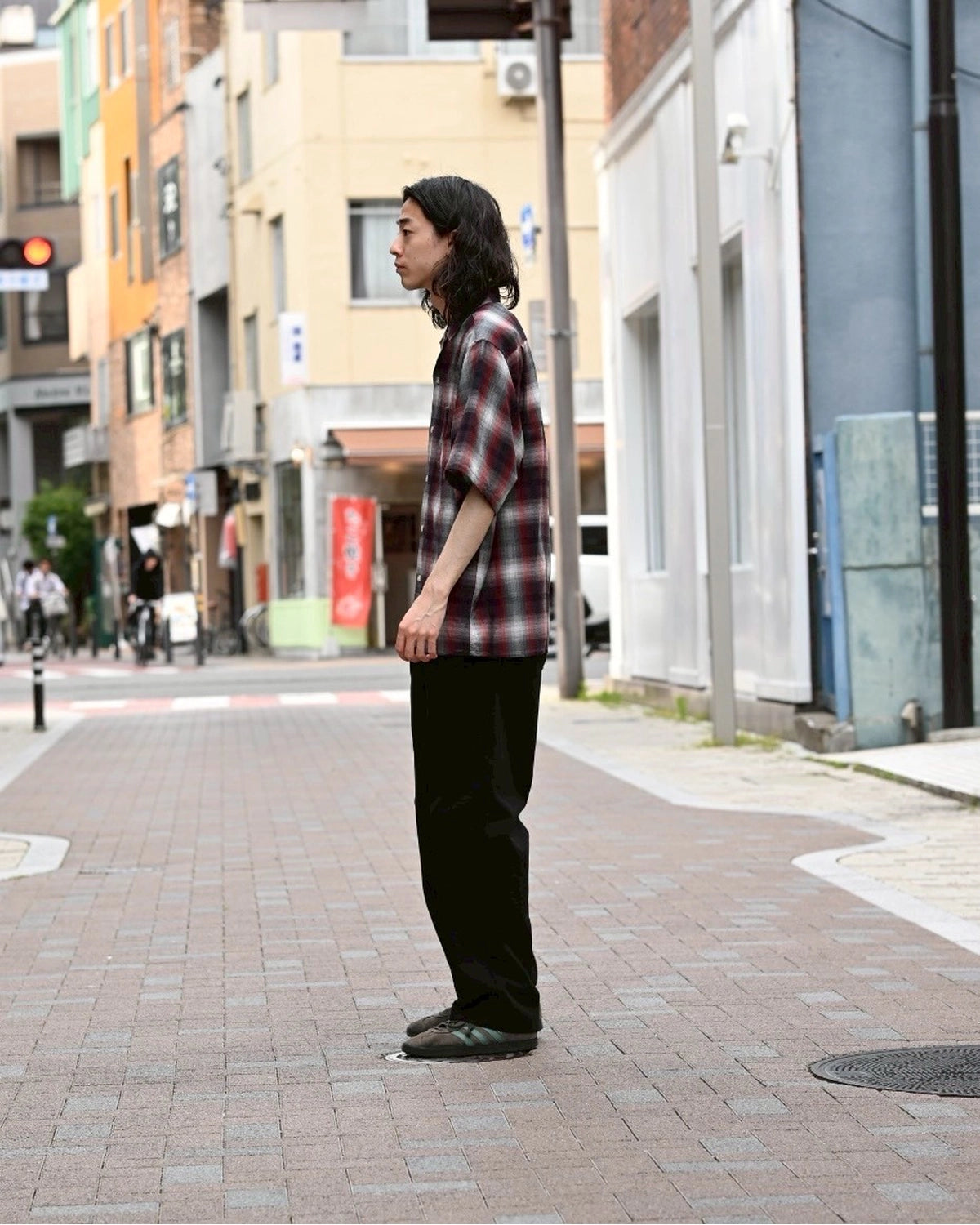 WACKO MARIA  / OMBRE CHECK OPEN COLLAR SHIRT -TYPE2-  (25SS-WMS-OC03)