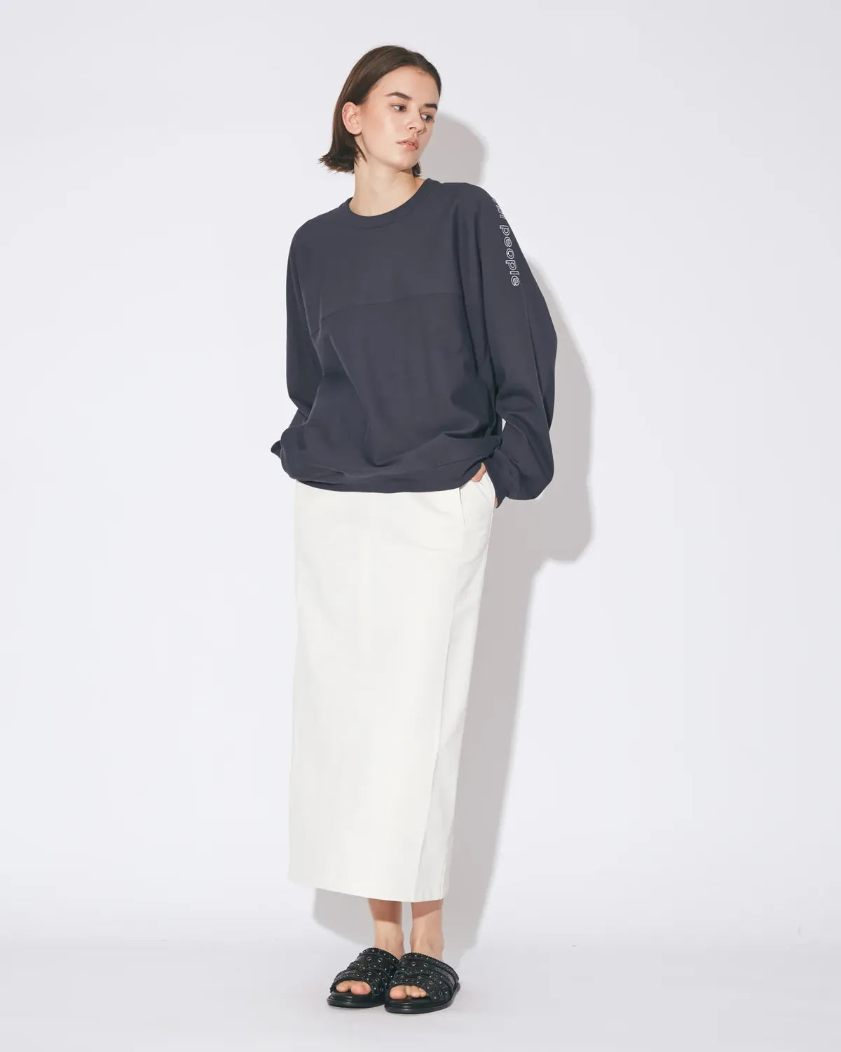 beautiful people / nylon shrink sweat straight sailor skirt (1626307015)