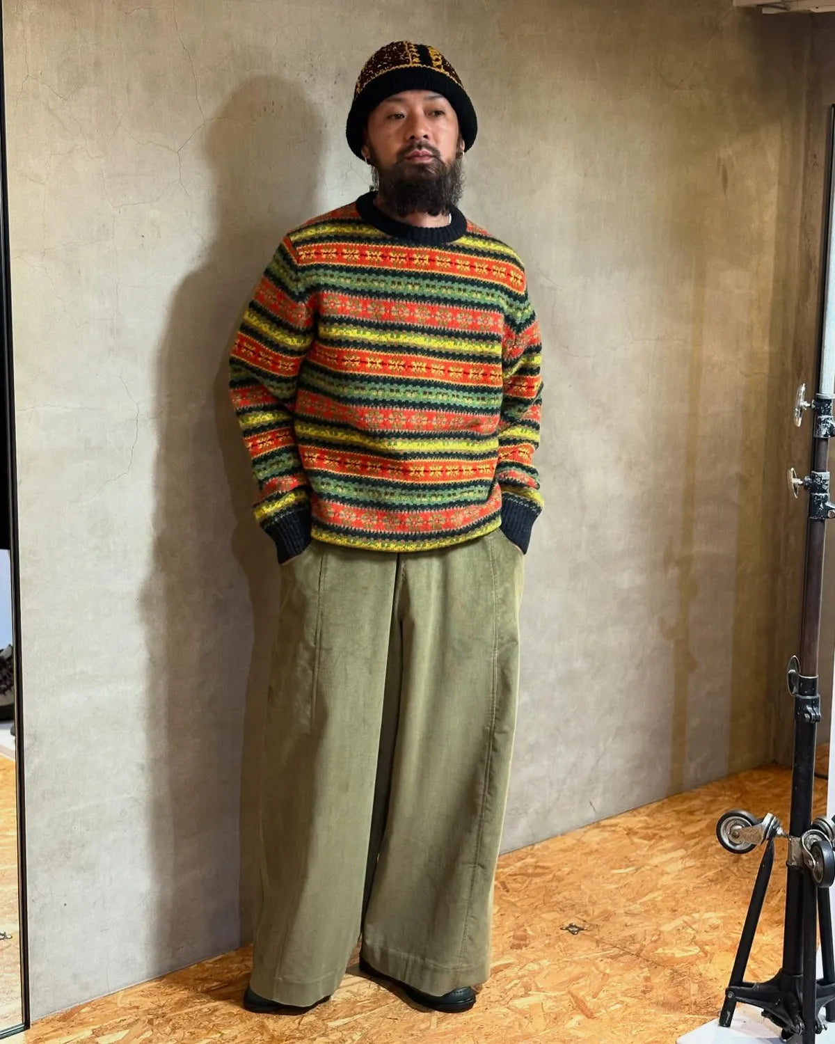 NICHOLAS DALEY / FAIRISLE CREWNECK SWEATER (ND-AW25-FIC-WOL-BRG)