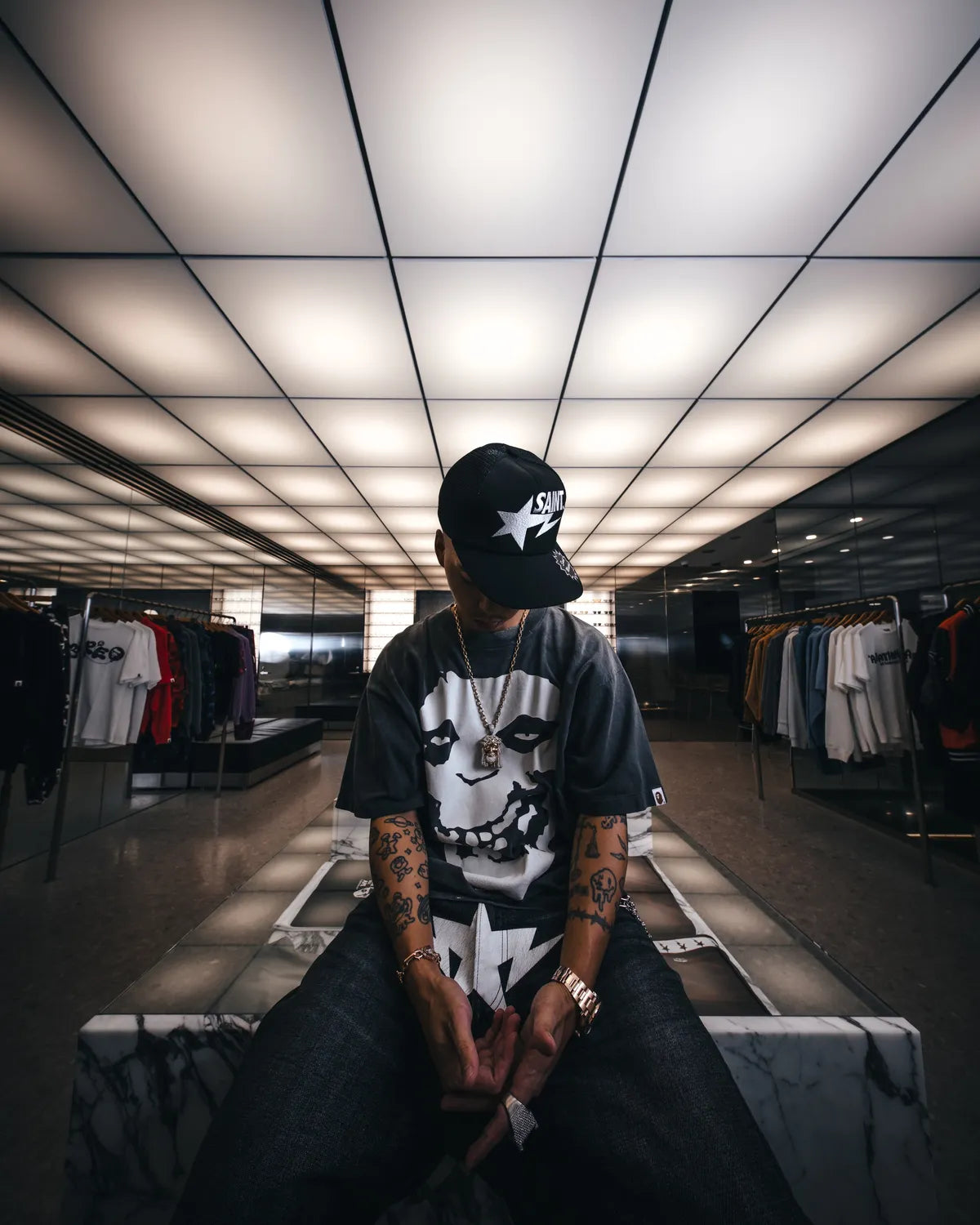 ©︎SAINT Mxxxxxx × A BATHING APE® / BEPA_SS TEE (SM-MK8-0000-C49)