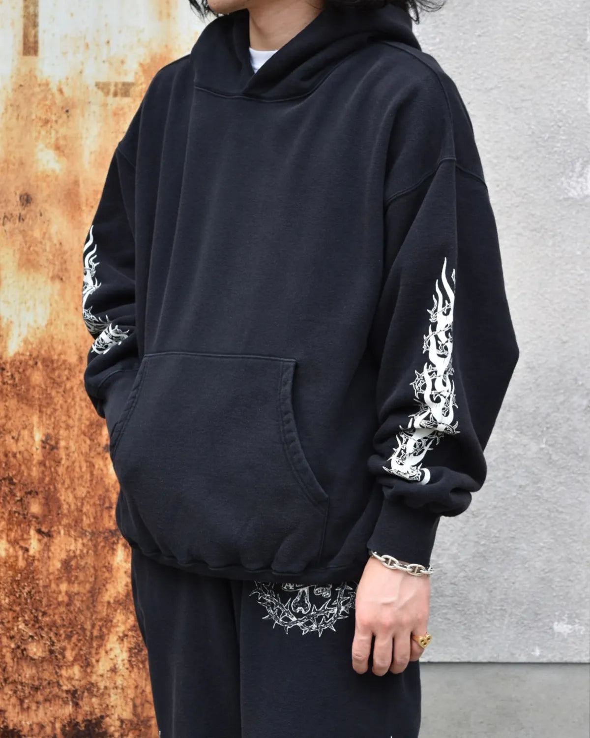 ANTIDOTE BUYERS CLUB / Fade Wash Sweat Parka -Skull & Jesus- (ABCAW25CT11)