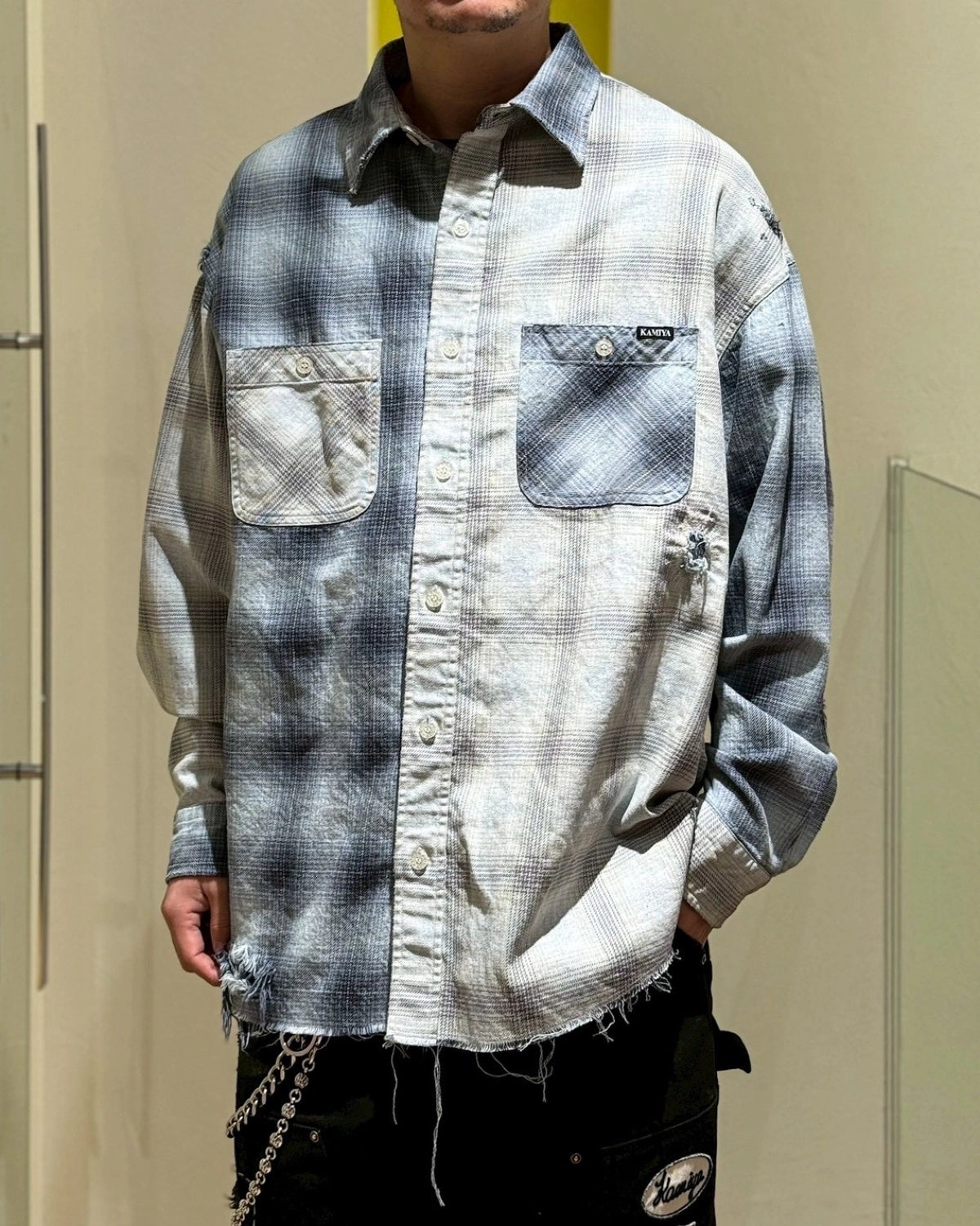 KAMIYA / Repaired Crazy Check Shirt (G16SH052)