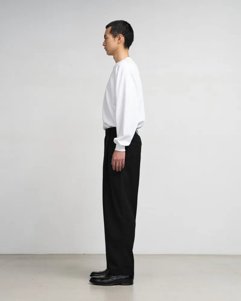 Graphpaper / Deep Black Wool Wide Tapered Slacks (GM242-40058N)