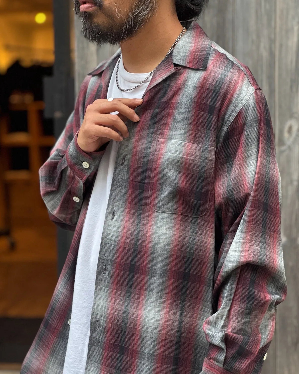 WACKO MARIA / OMBRE CHECK OPEN COLLAR SHIRT -TYPE-1- (26FWE-WMS-OC01)