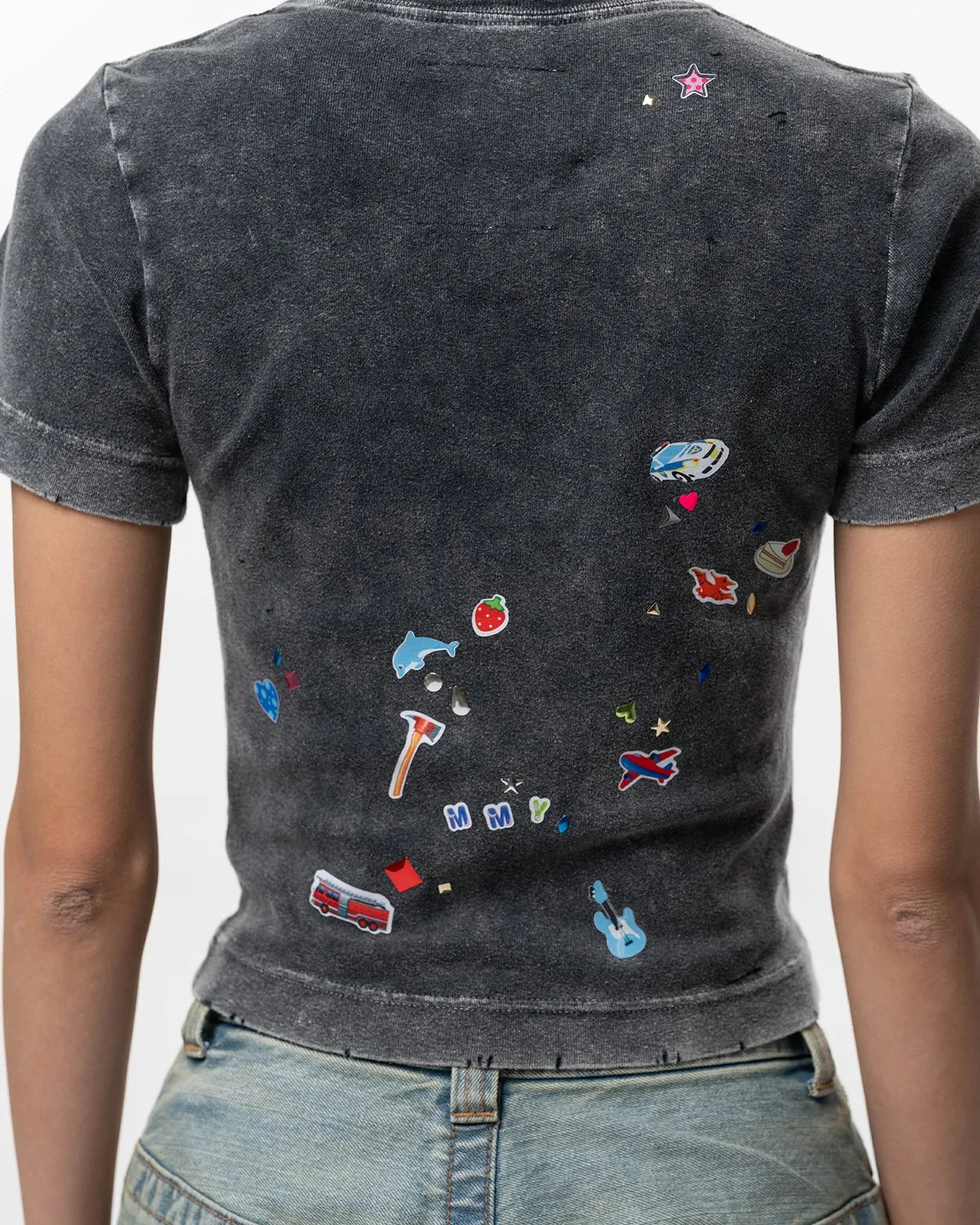 Maison MIHARA YASUHIRO / Kids Sticker Print Bleached Mini T-shirt -Women's- (K16TS782)