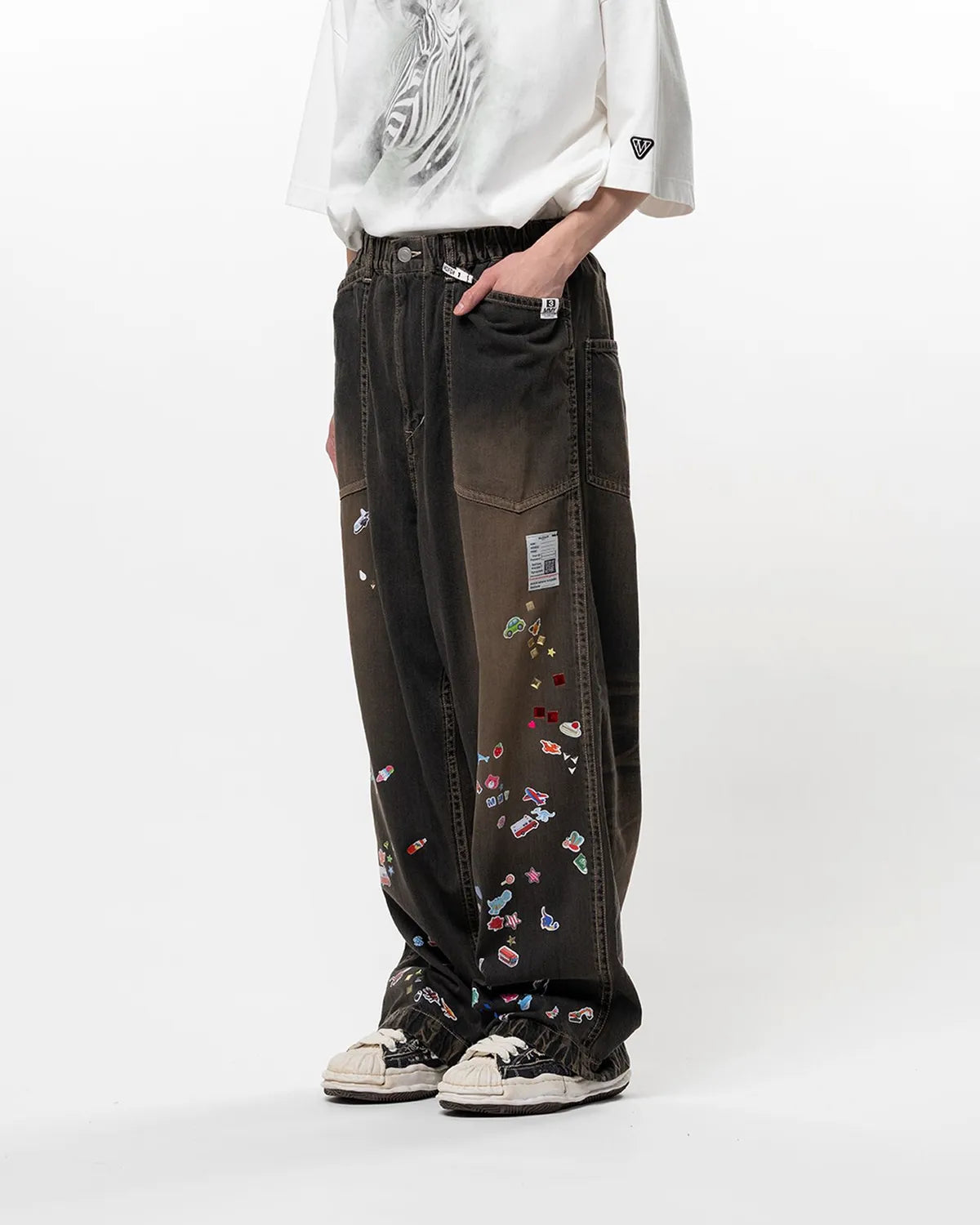 Maison MIHARA YASUHIRO / Kids Sticker Printed Baker Denim Pants (J16PT124)