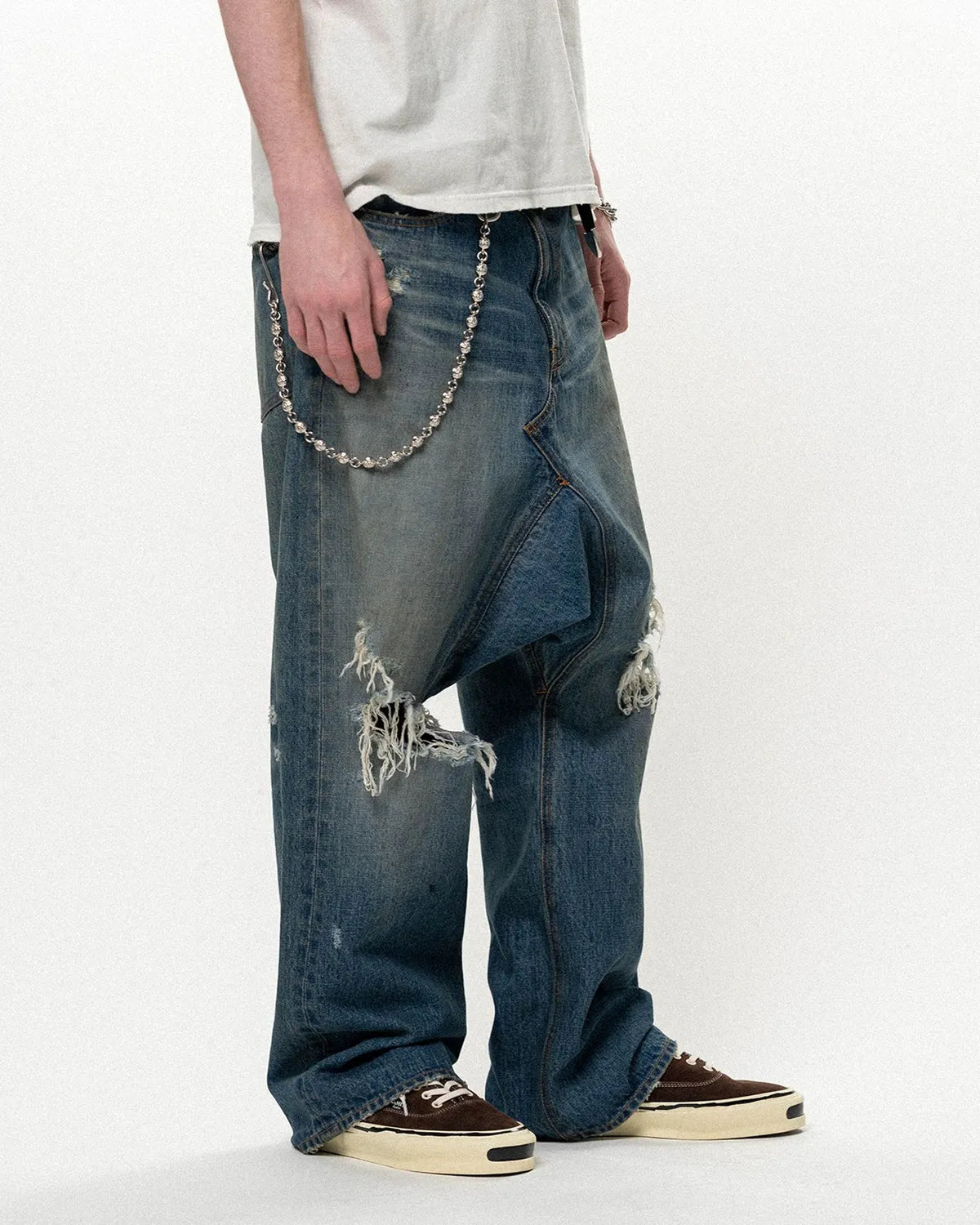 KAMIYA / Distressed Sarouel Denim Pants (G17PT064)