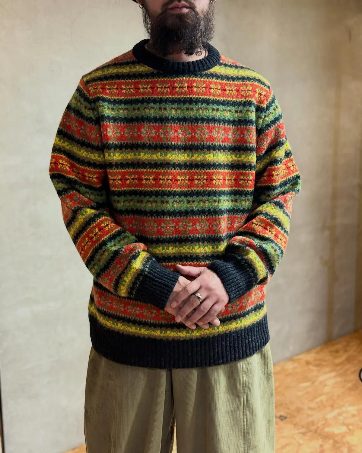 NICHOLAS DALEY / FAIRISLE CREWNECK SWEATER (ND-AW25-FIC-WOL-BRG)