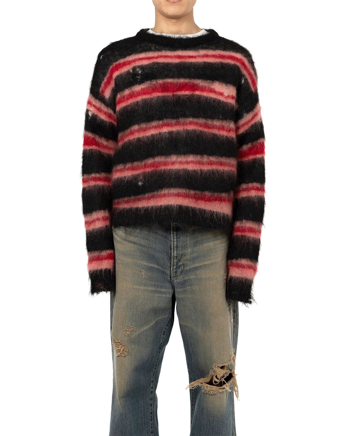 KAMIYA / Distorted Border Mohair Knit Sweater (G15PO071)